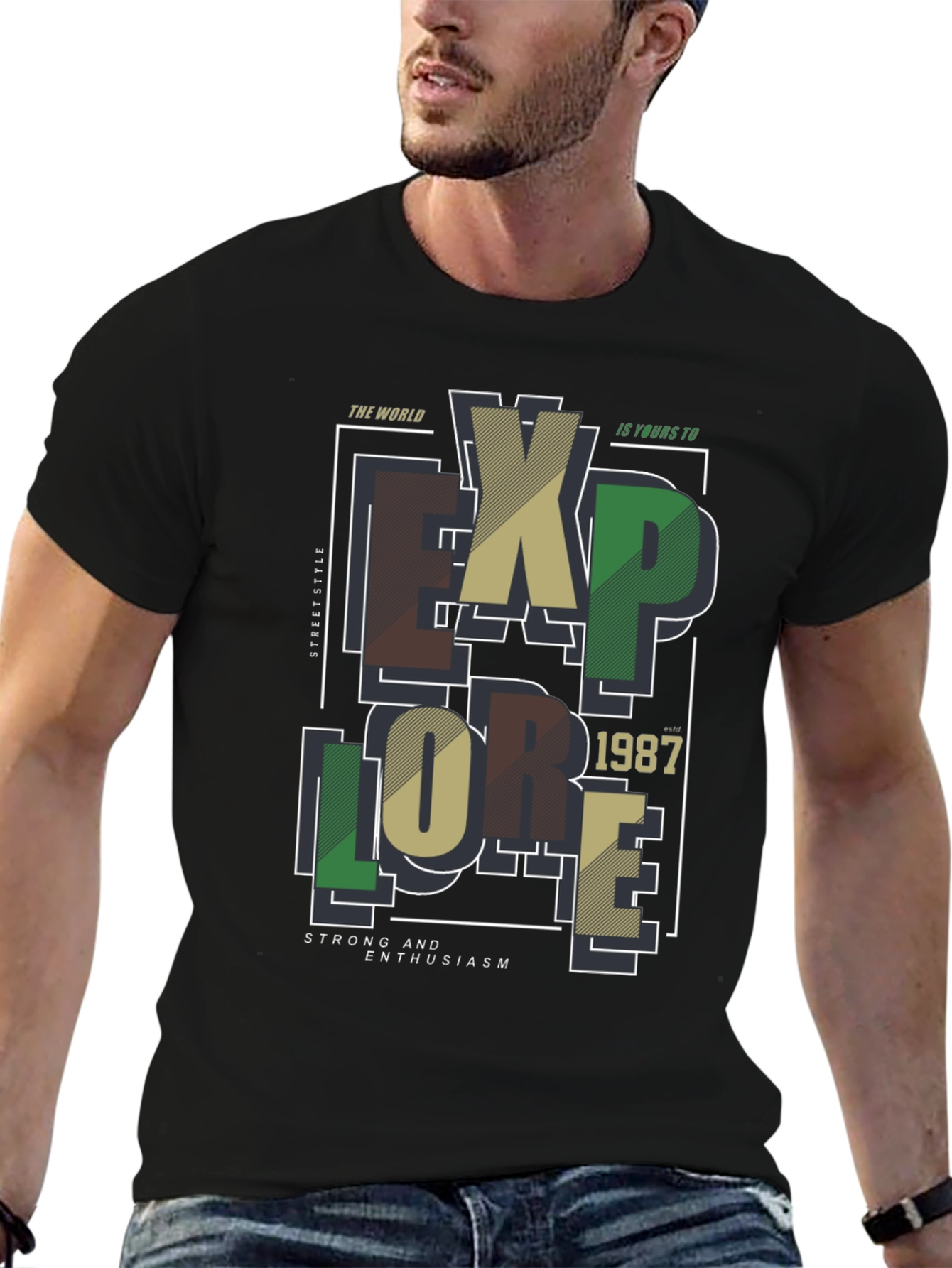 Explore Graphic Print Black T-Shirt