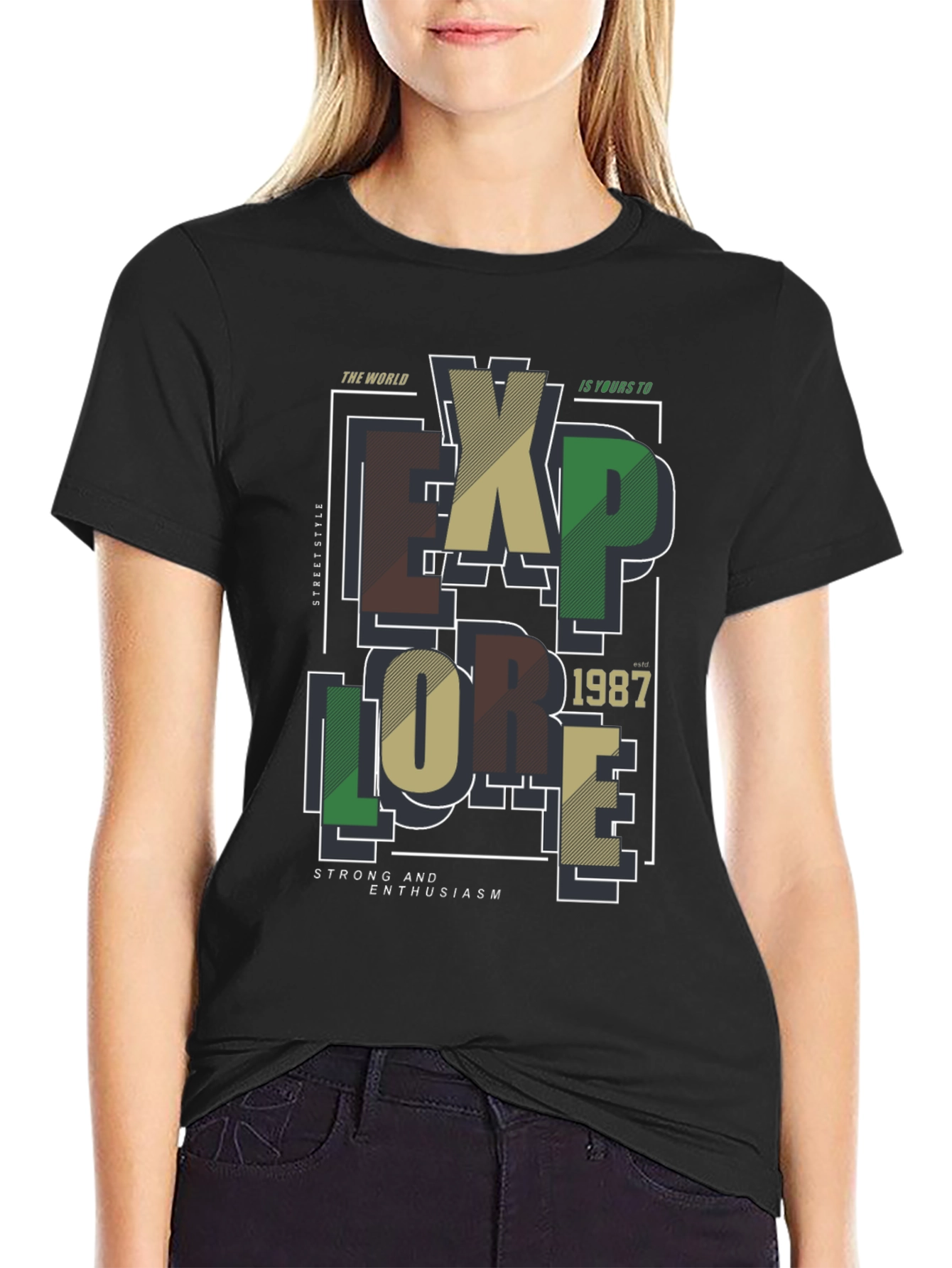 Explore Graphic Print Black T-Shirt