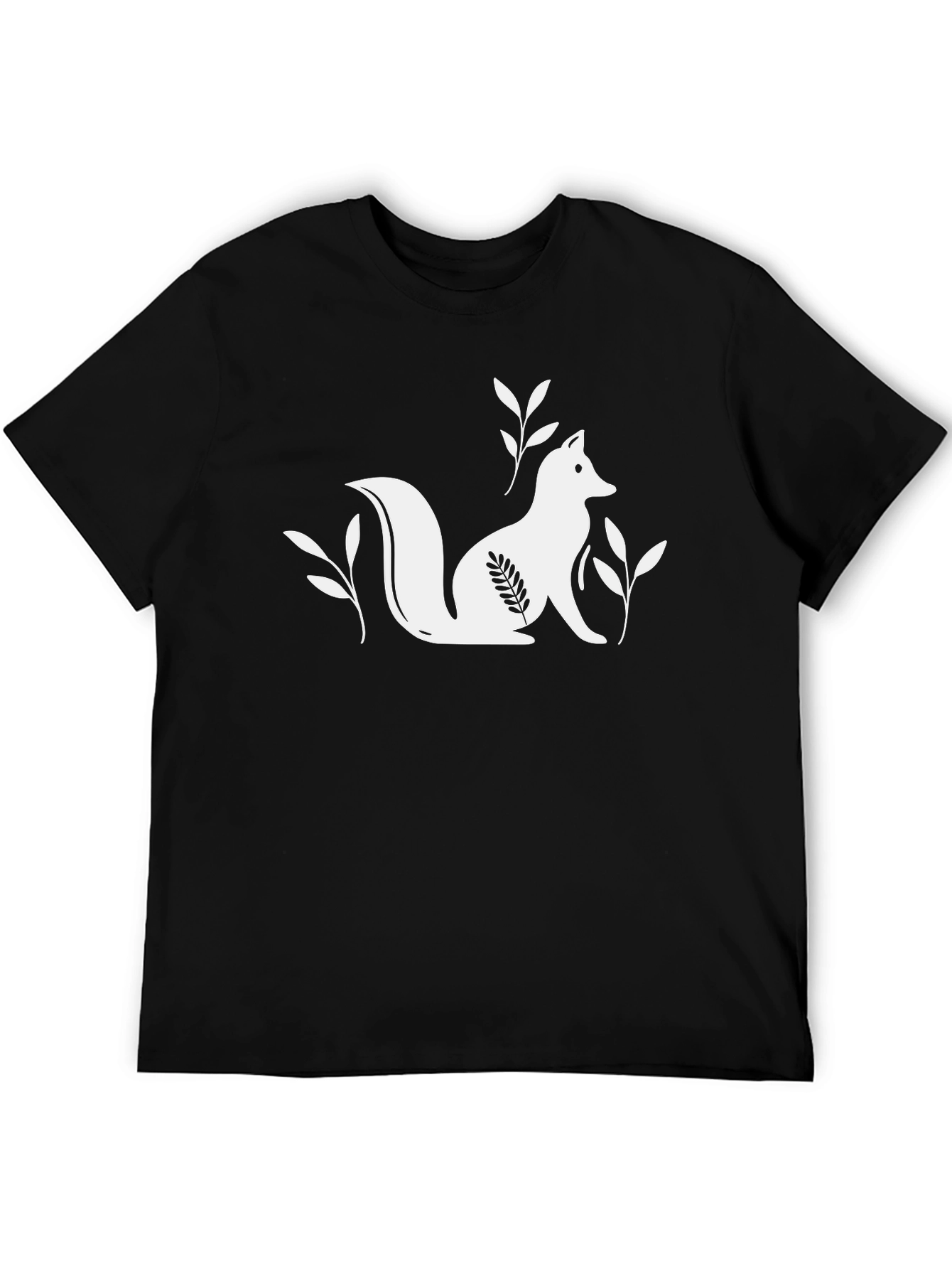 Black T-Shirt with White Fox Design