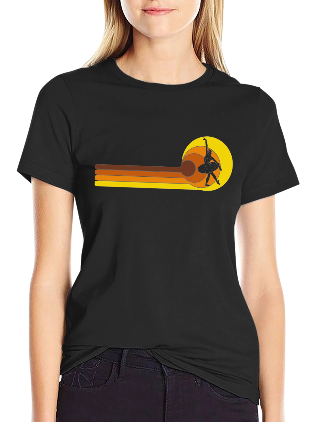Retro Ballerina T-Shirt - Black