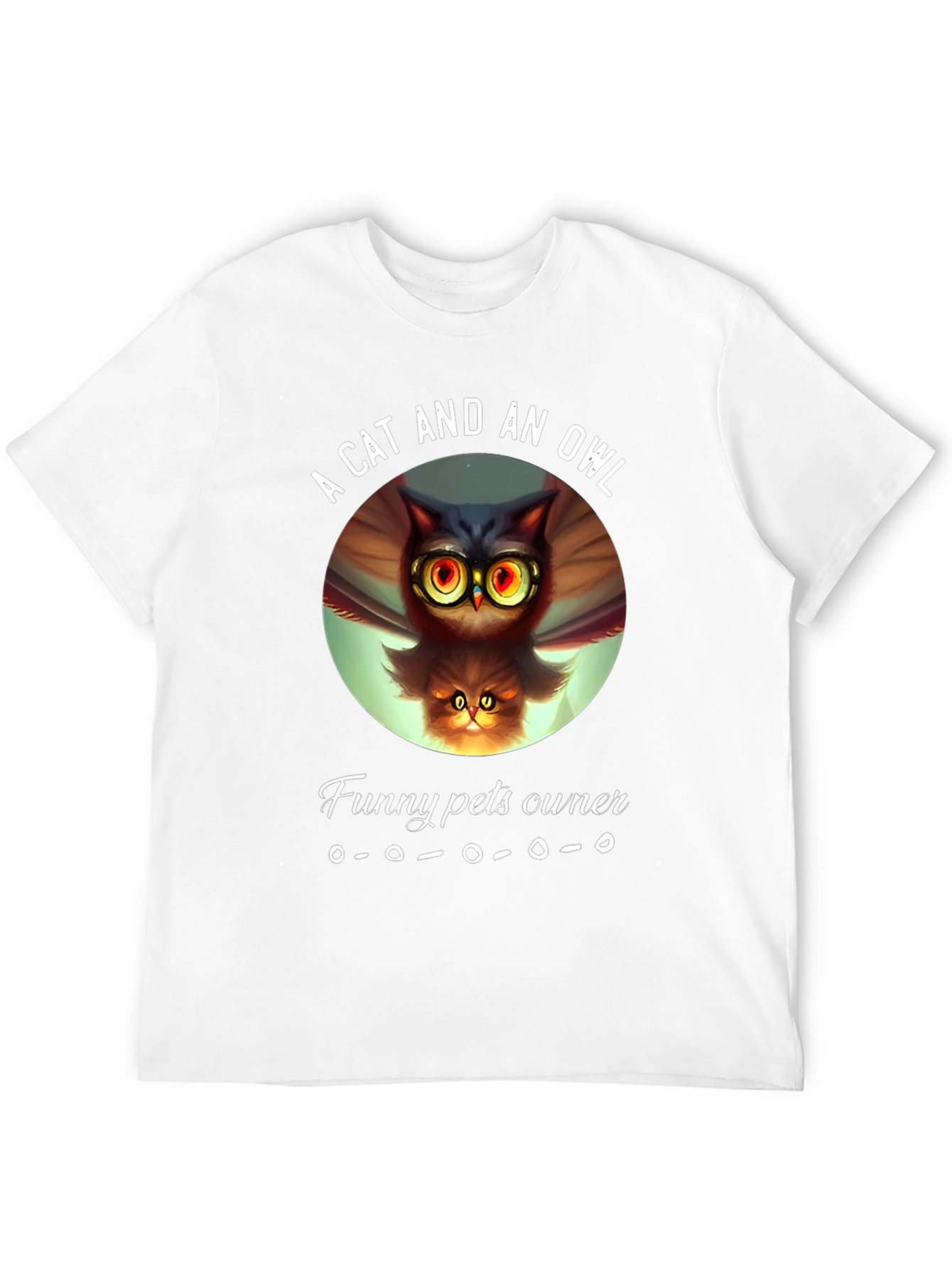 A Cat and an Owl Funny Pets Owner T-Shirt