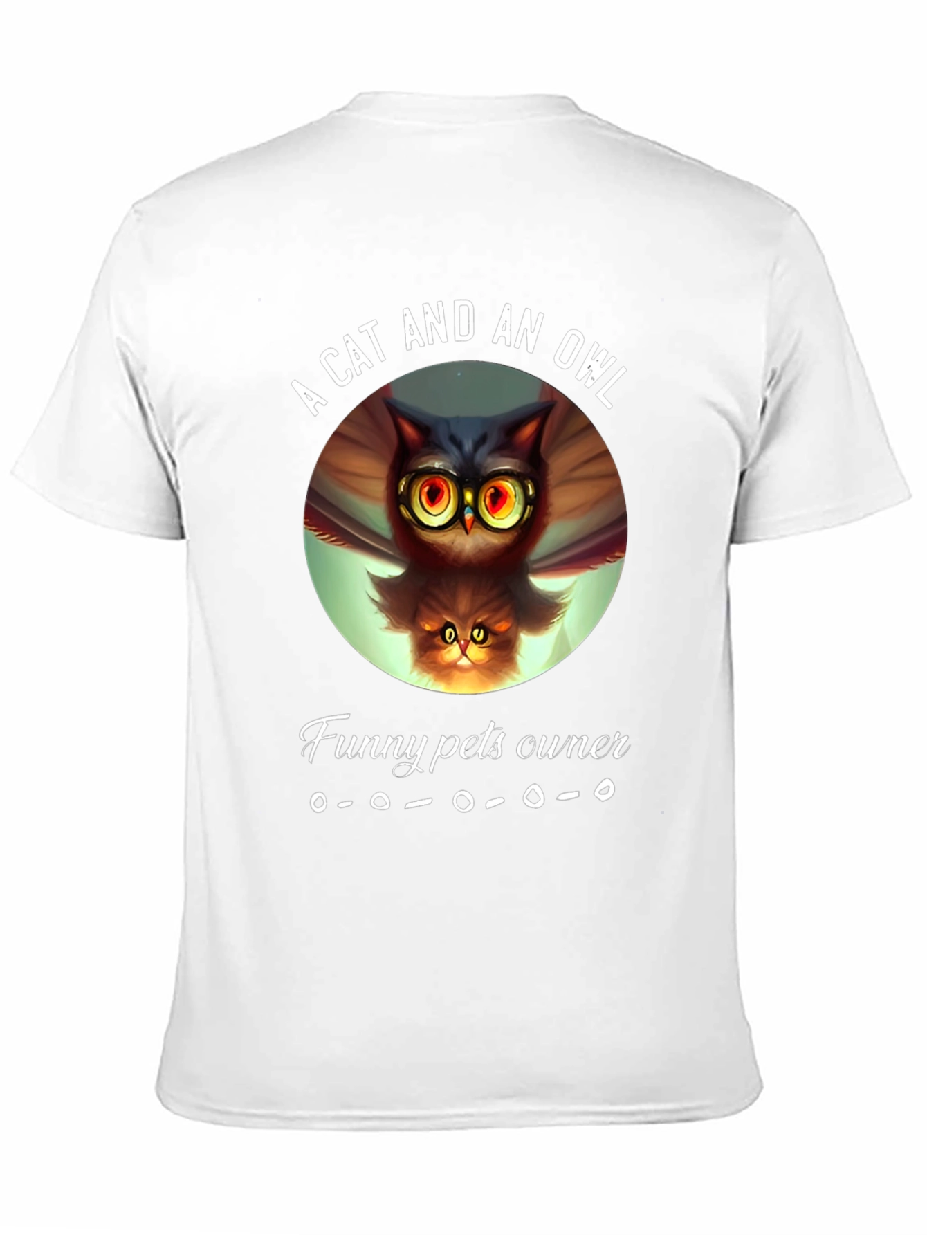 A Cat and an Owl Funny Pets Owner T-Shirt