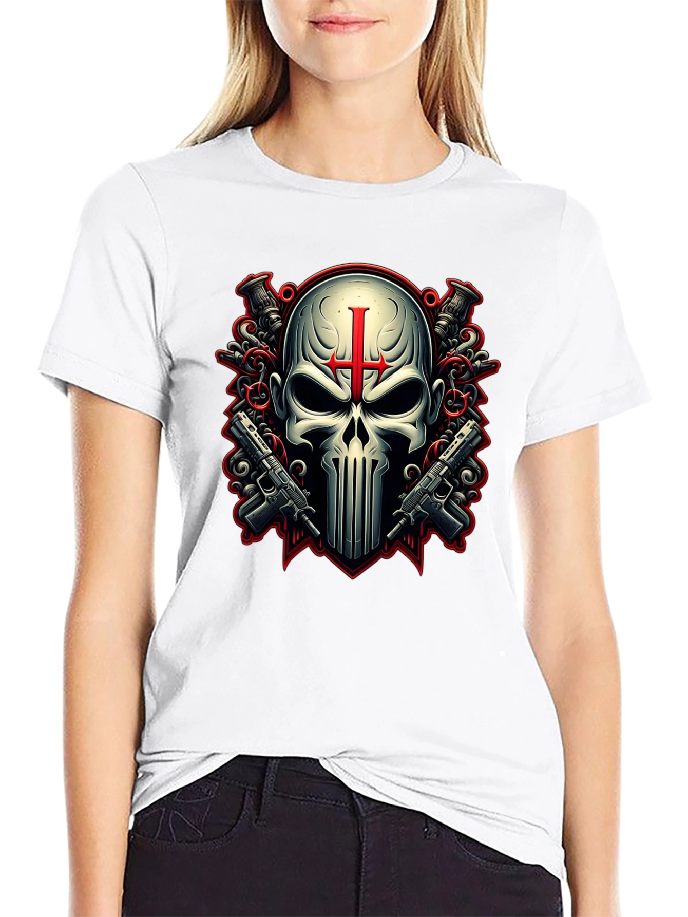Punisher Skull Graphic Tee - Heavy Metal Style