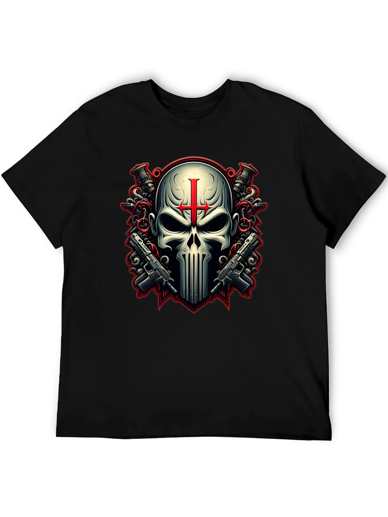 Punisher Skull Graphic Tee - Heavy Metal Style