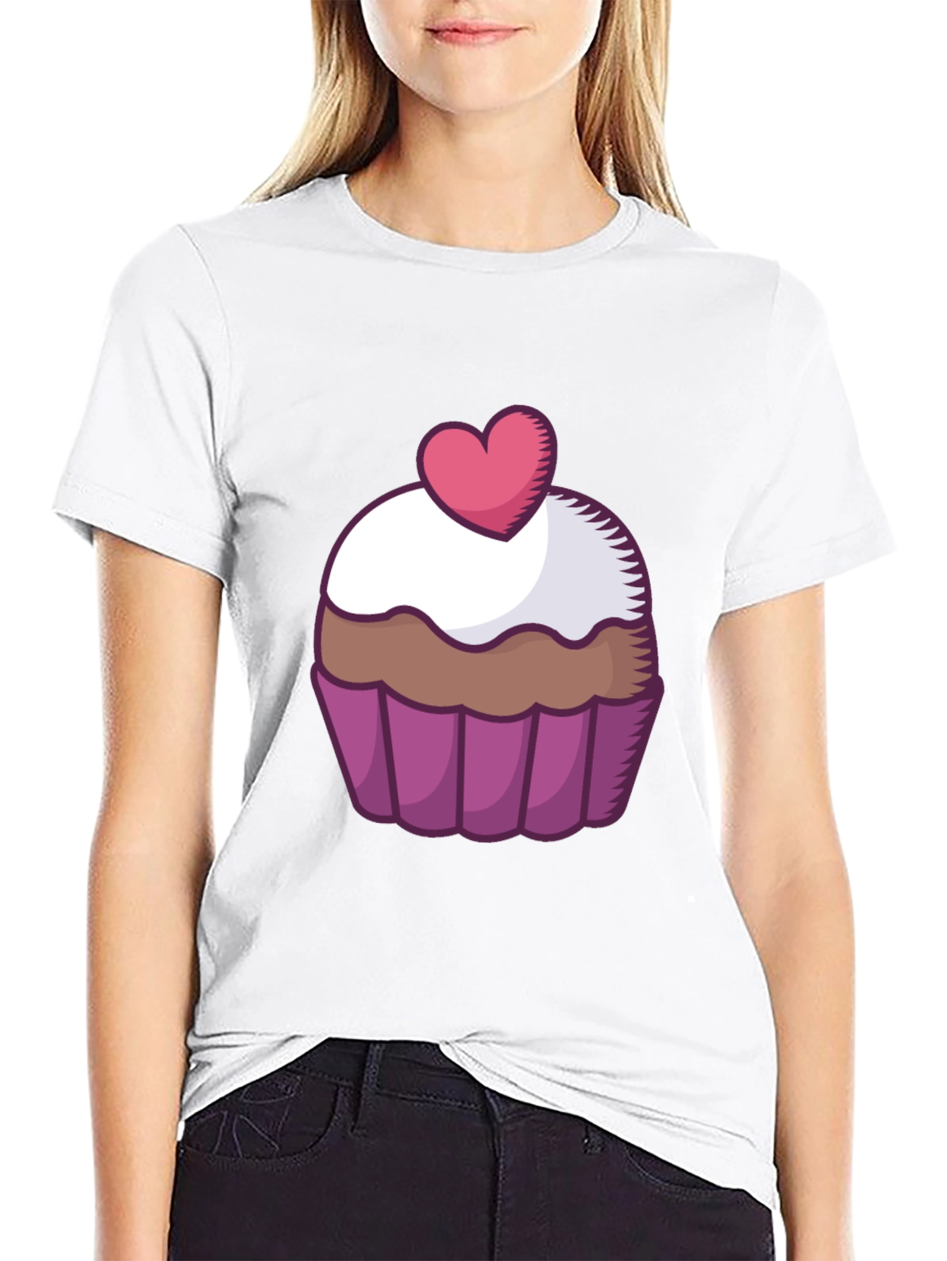 Cupcake Heart Graphic Tee - Sweet Treat Shirt