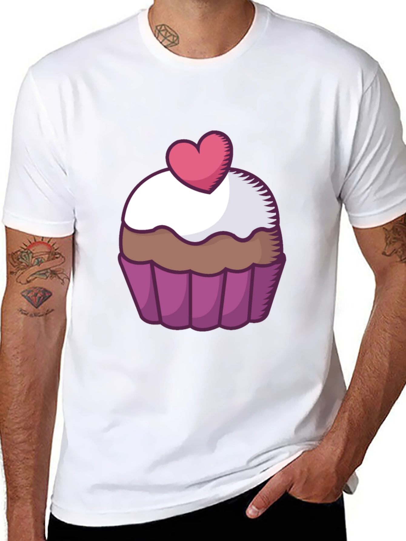 Cupcake Heart Graphic Tee - Sweet Treat Shirt