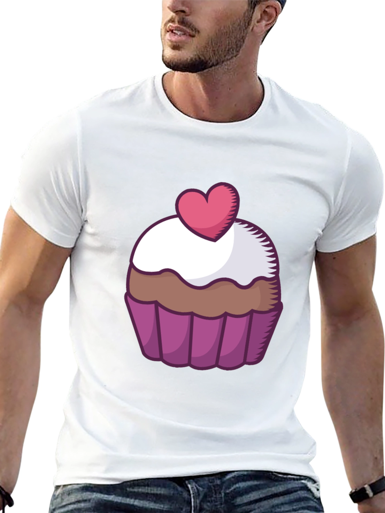 Cupcake Heart Graphic Tee - Sweet Treat Shirt