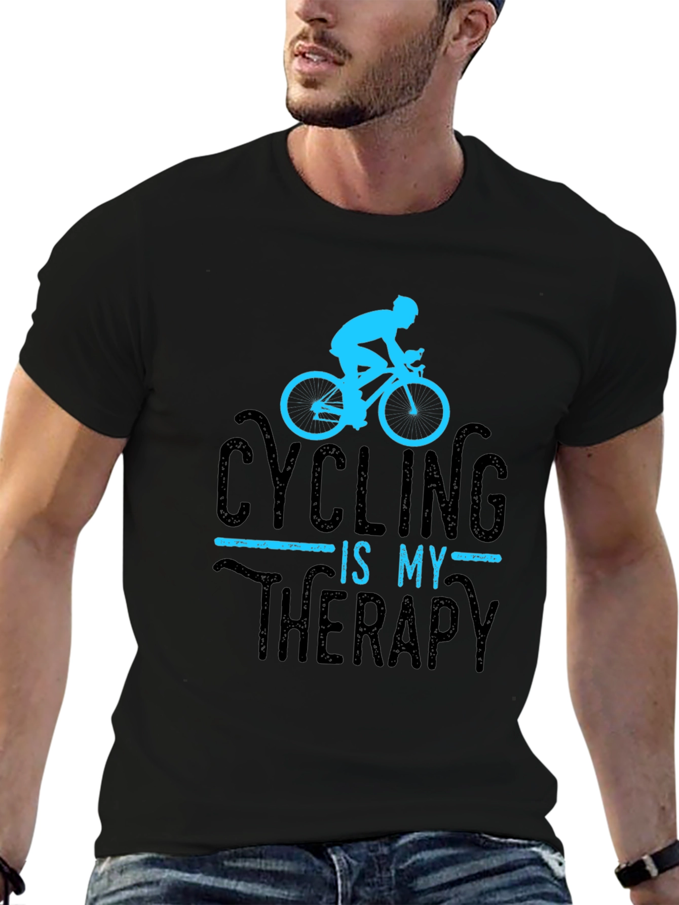 Cycling Is My Therapy T-Shirt - Black