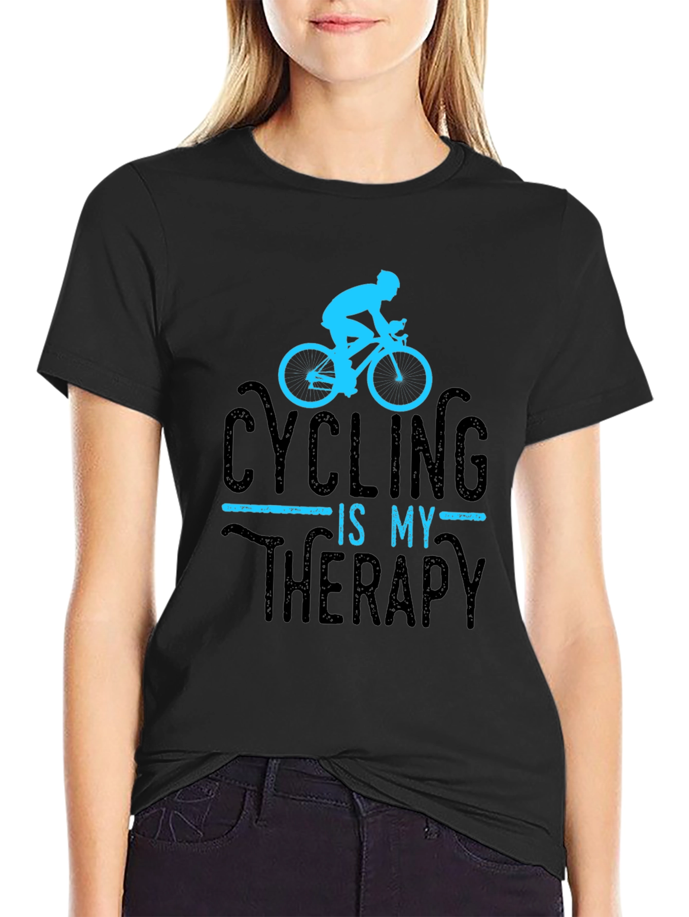 Cycling Is My Therapy T-Shirt - Black