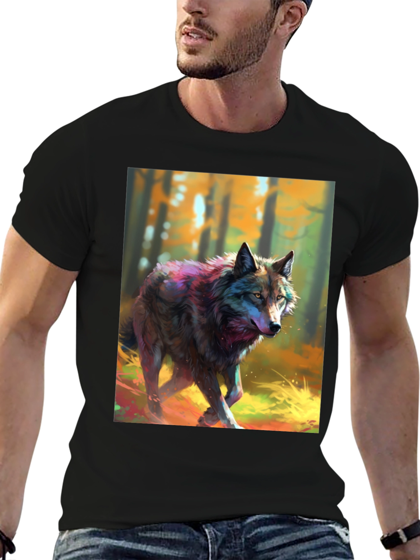 Wolf Graphic Tee - Black Cotton Blend
