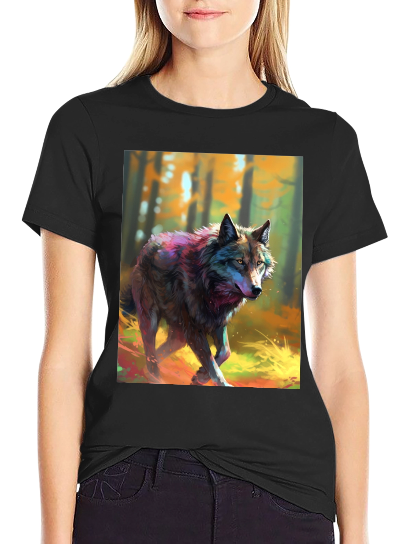 Wolf Graphic Tee - Black Cotton Blend
