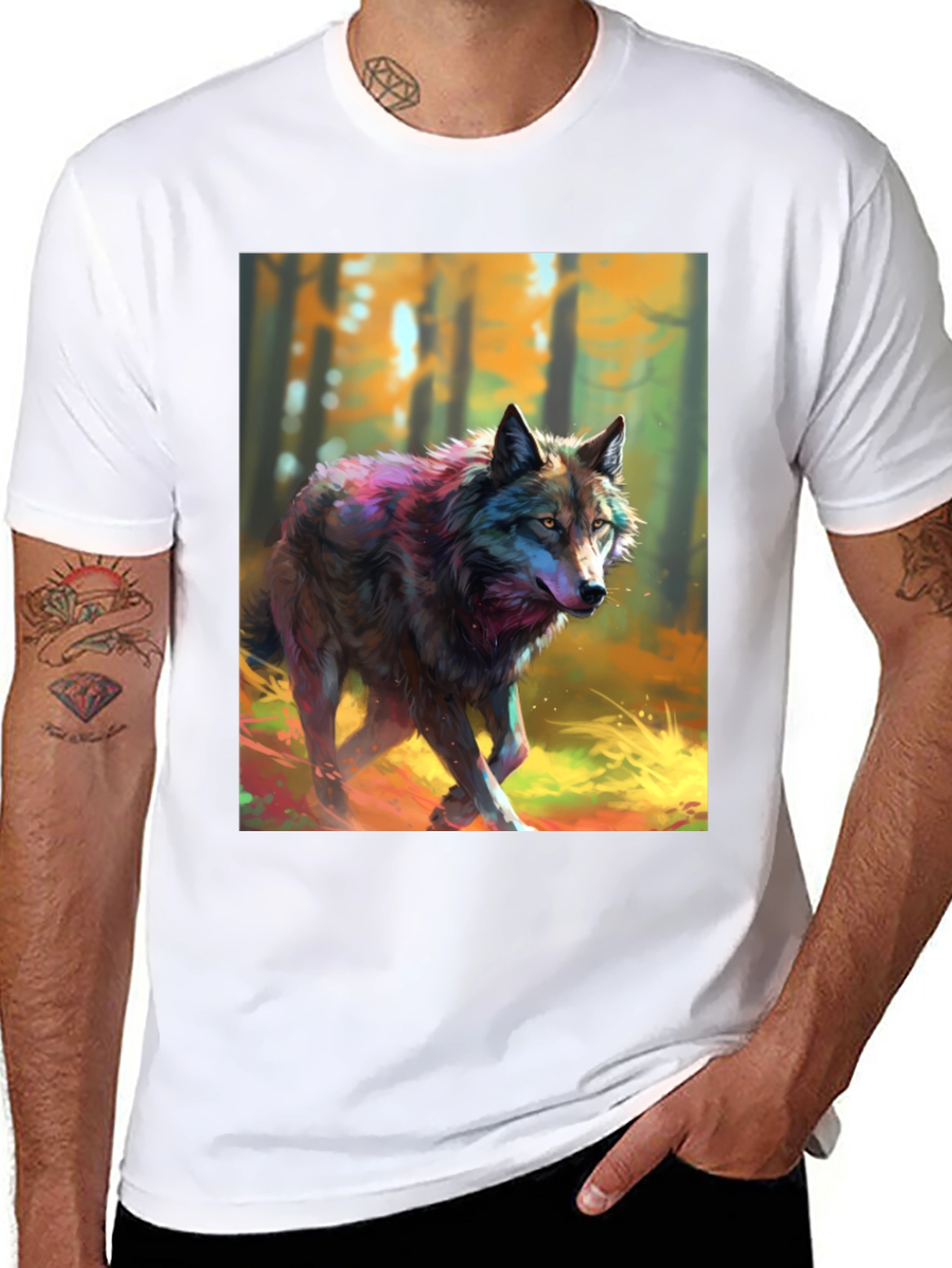 Wolf Graphic Tee - Black Cotton Blend