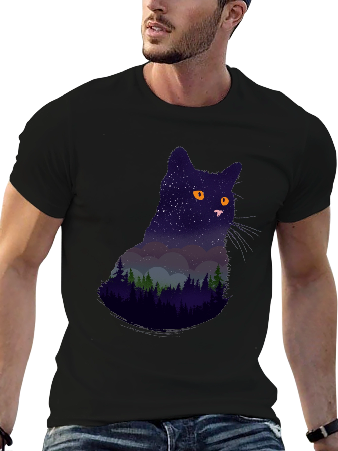 Night Sky Cat Graphic Tee
