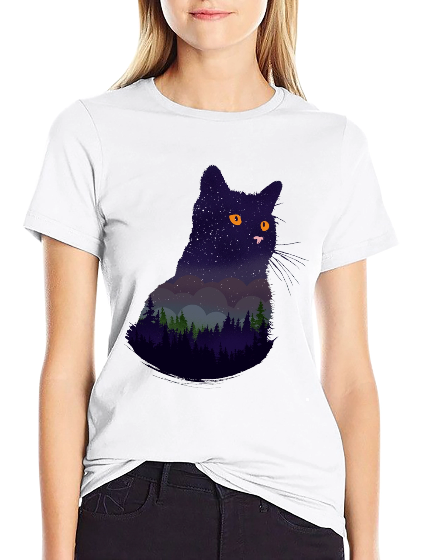 Night Sky Cat Graphic Tee