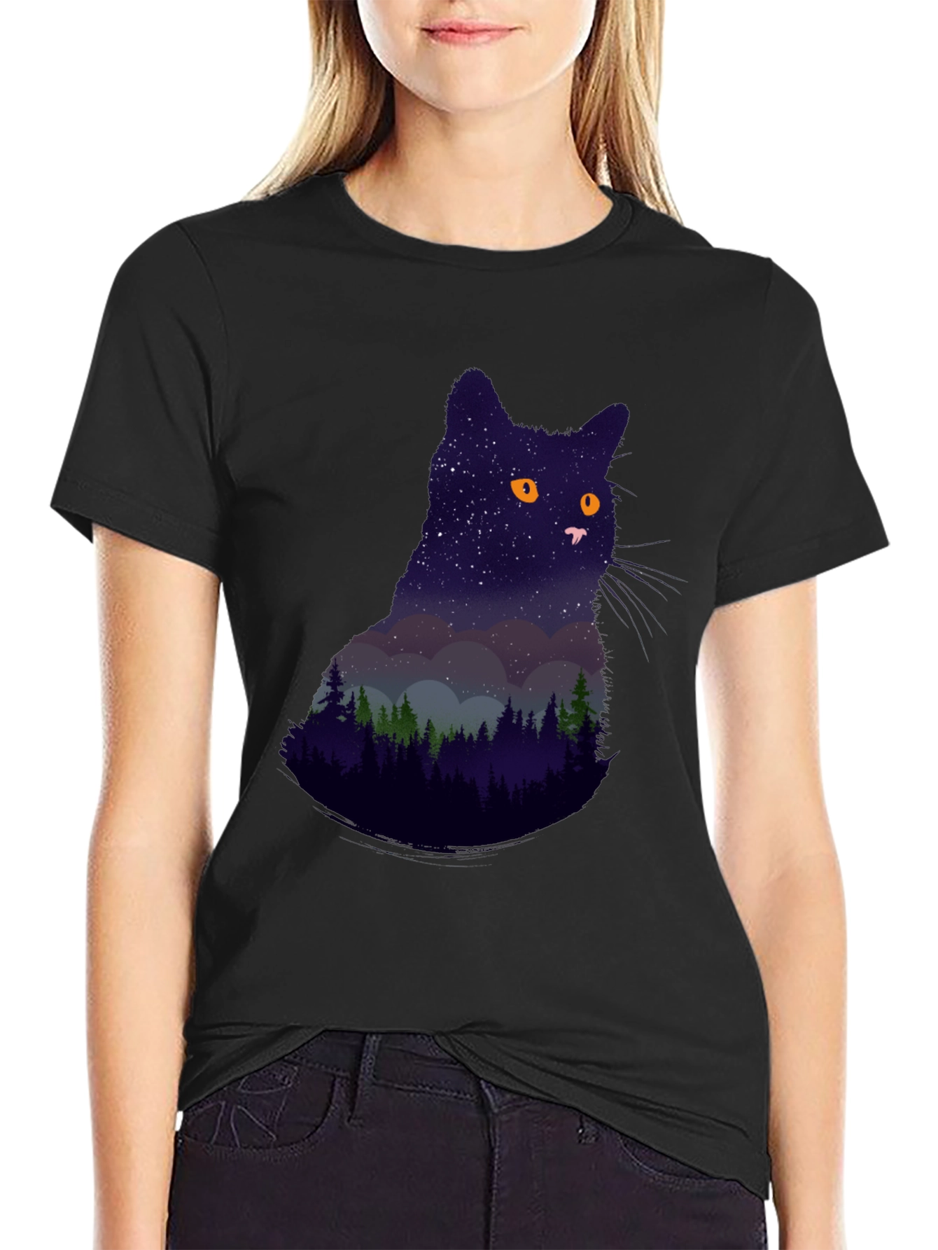 Night Sky Cat Graphic Tee
