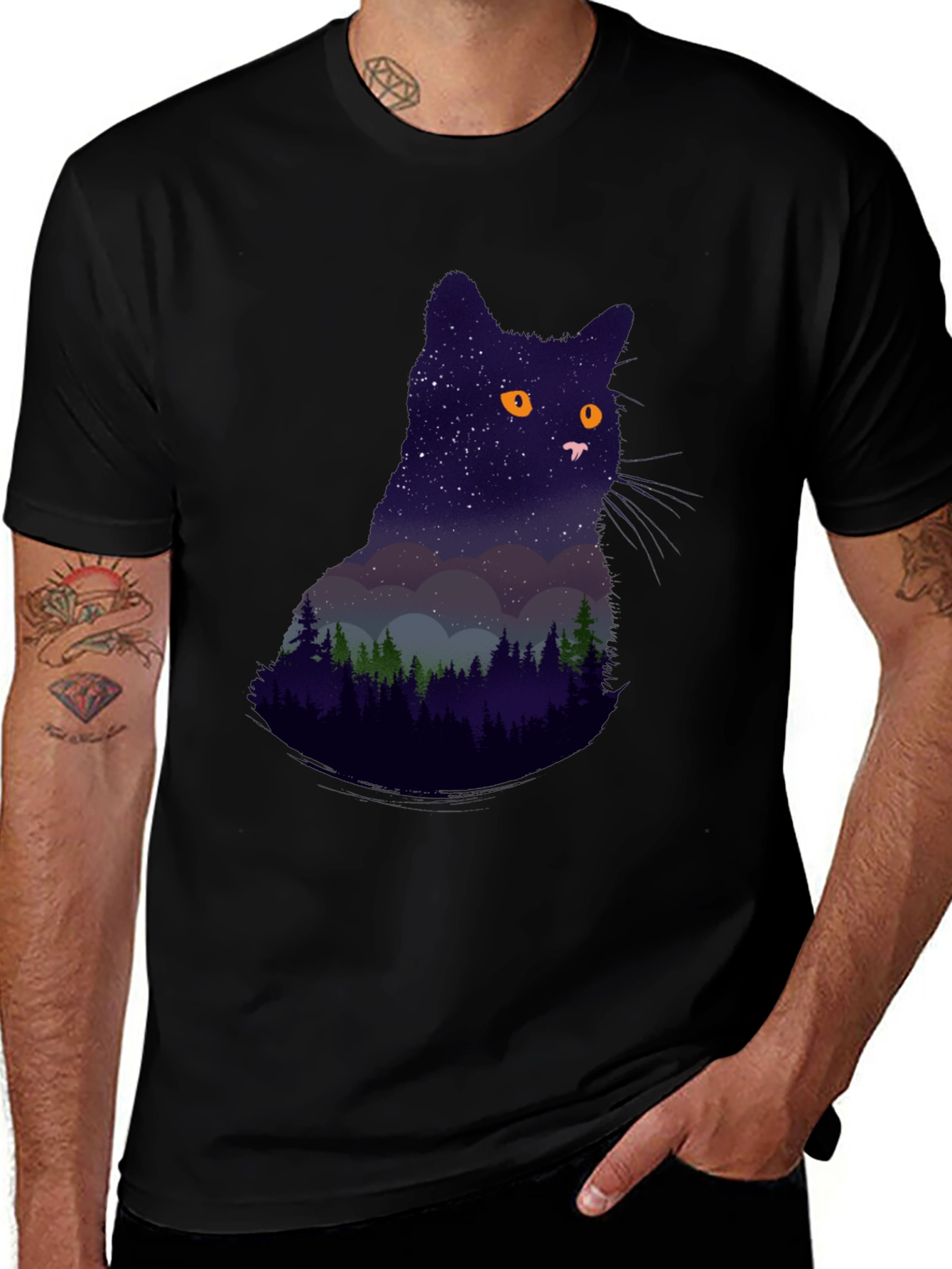 Night Sky Cat Graphic Tee