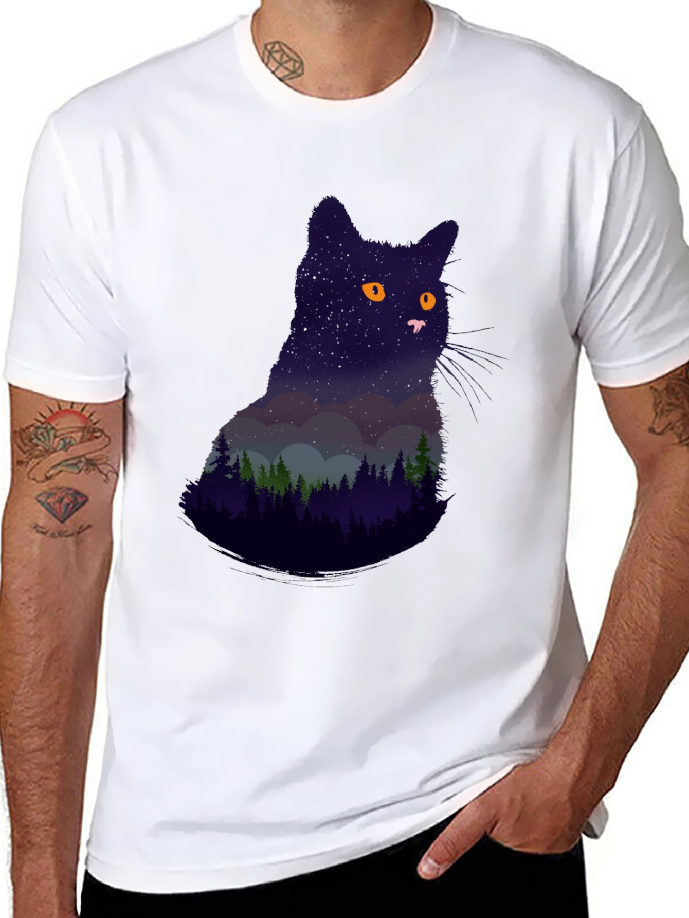Night Sky Cat Graphic Tee