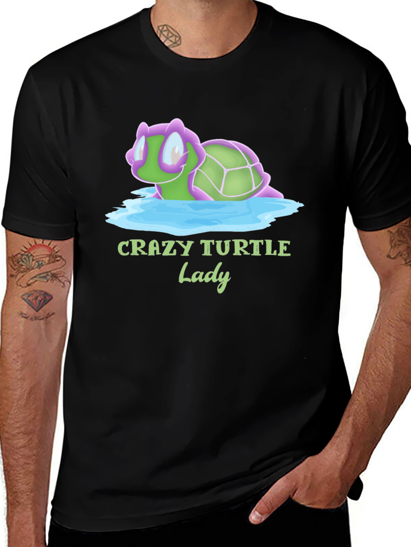 Crazy Turtle Lady Black T-Shirt