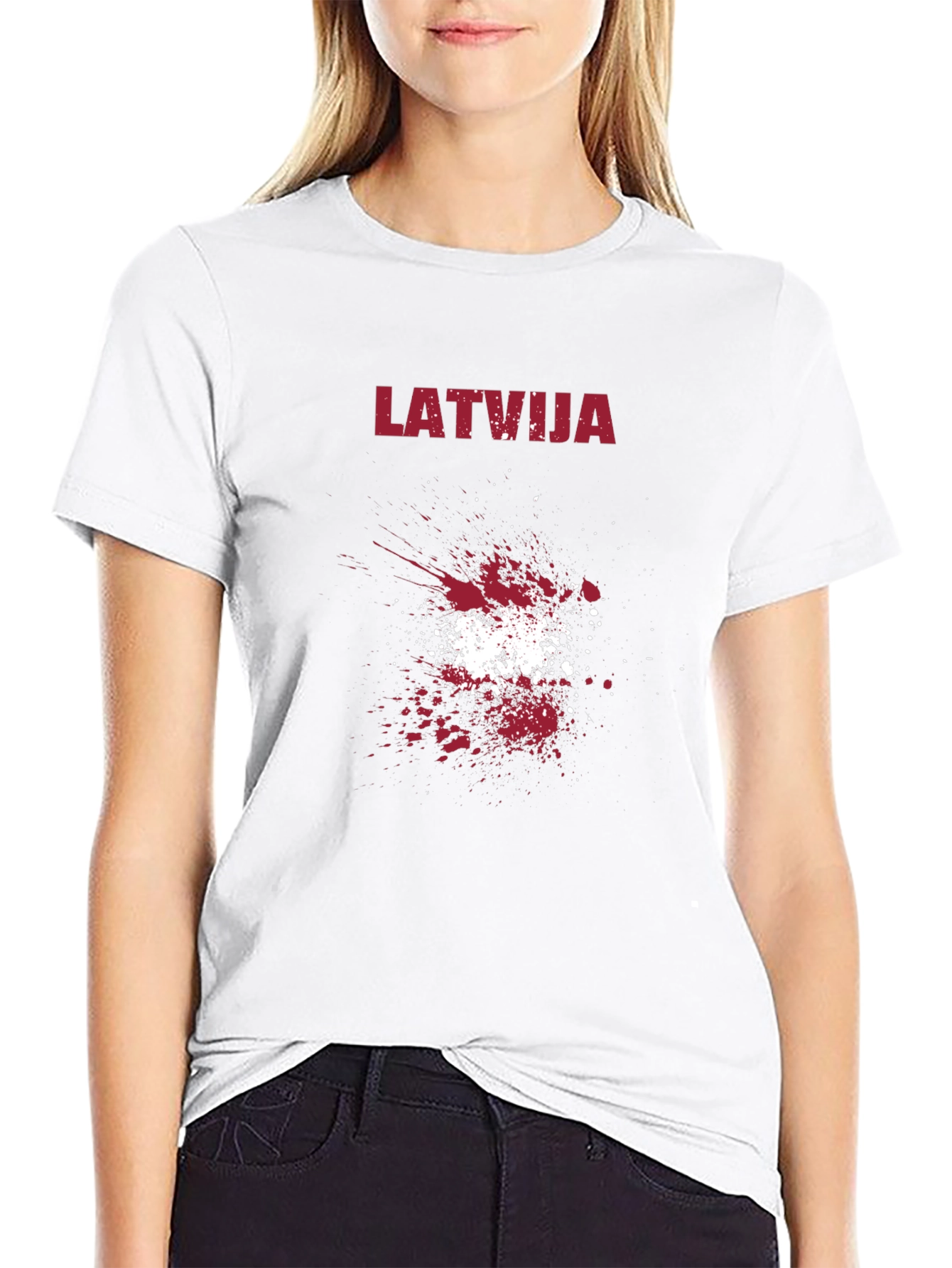 Latvia Flag Splatter Black T-Shirt