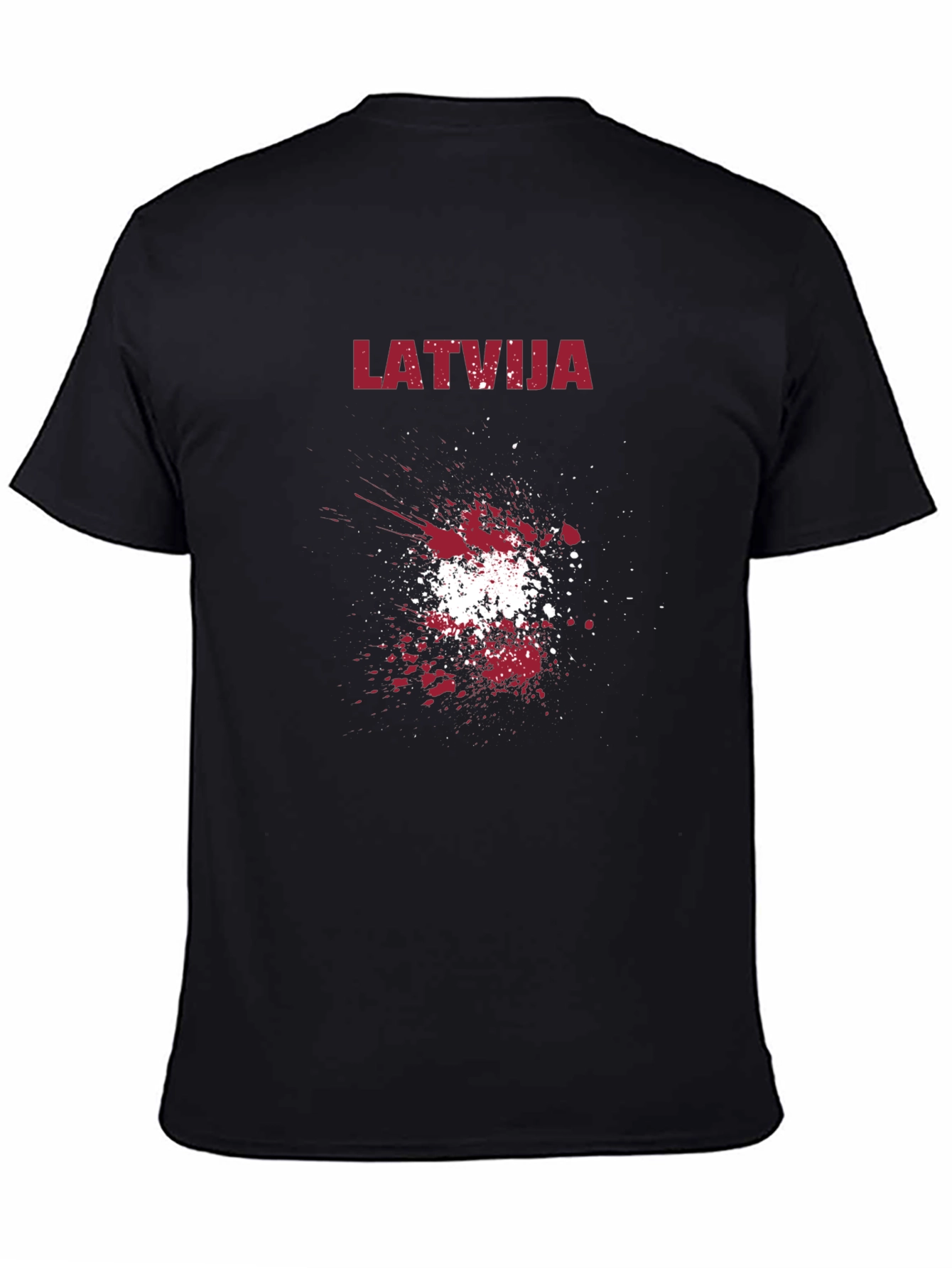 Latvia Flag Splatter Black T-Shirt