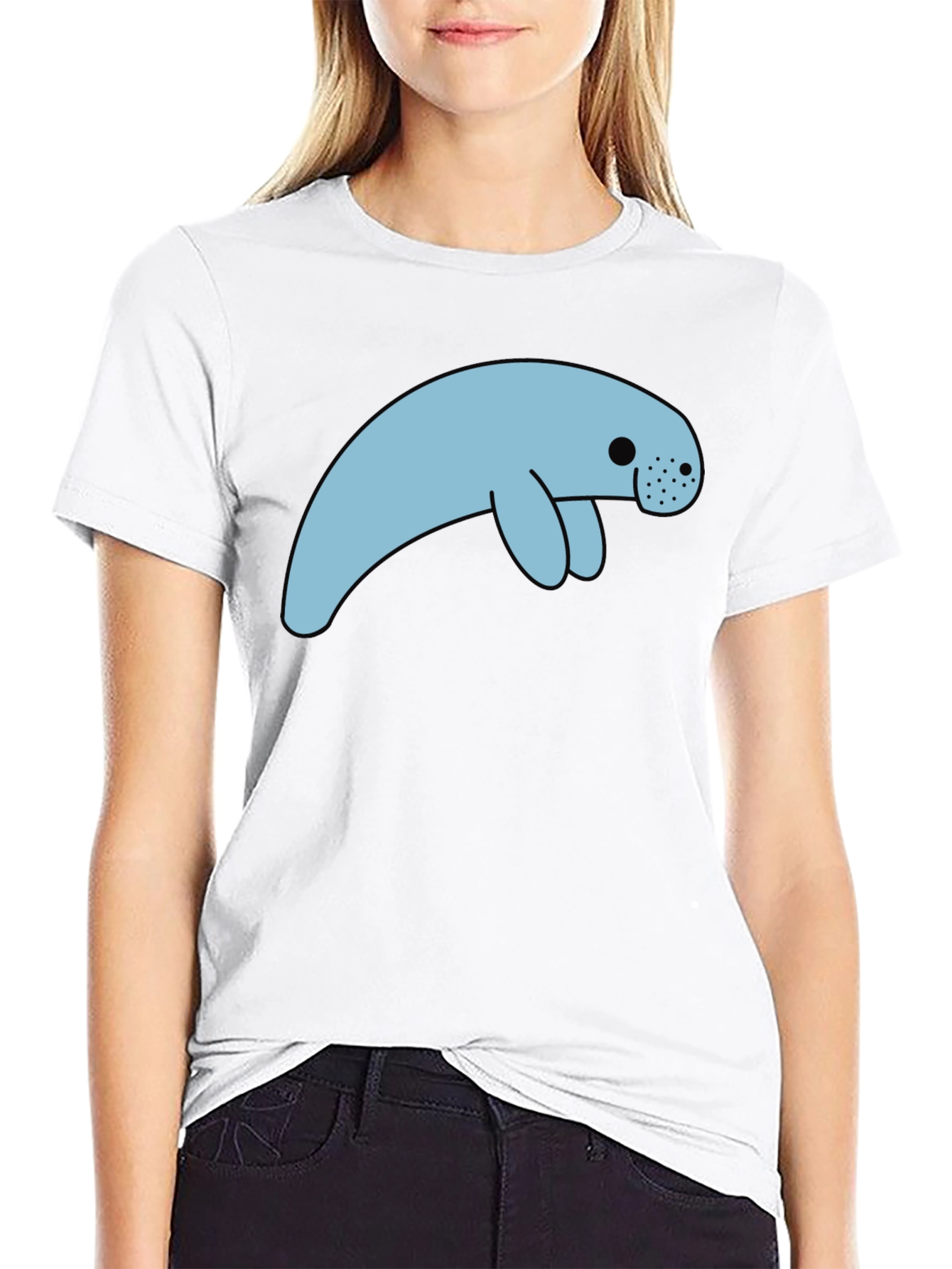 Manatee Graphic Tee - Black Cotton Blend