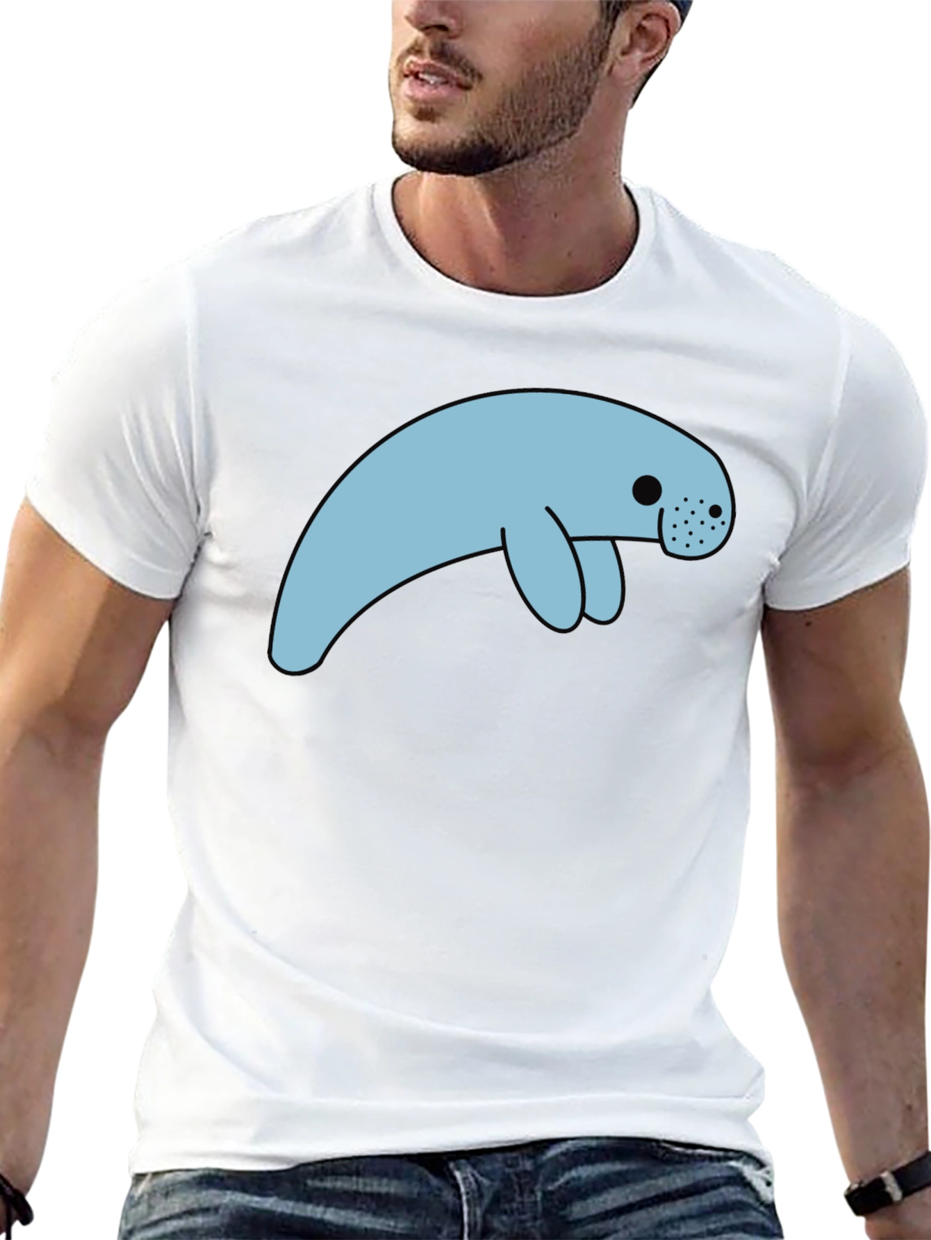Manatee Graphic Tee - Black Cotton Blend