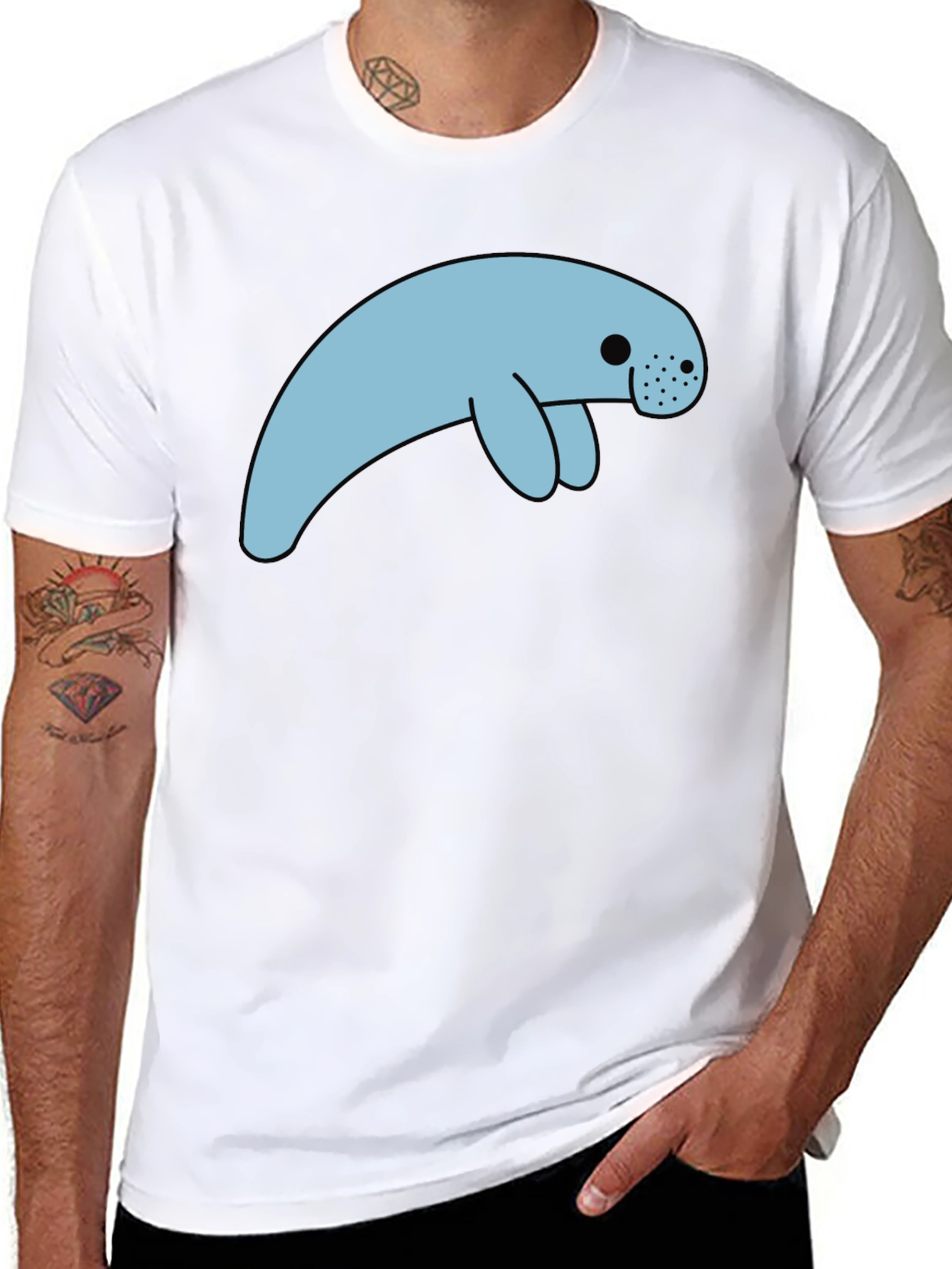 Manatee Graphic Tee - Black Cotton Blend