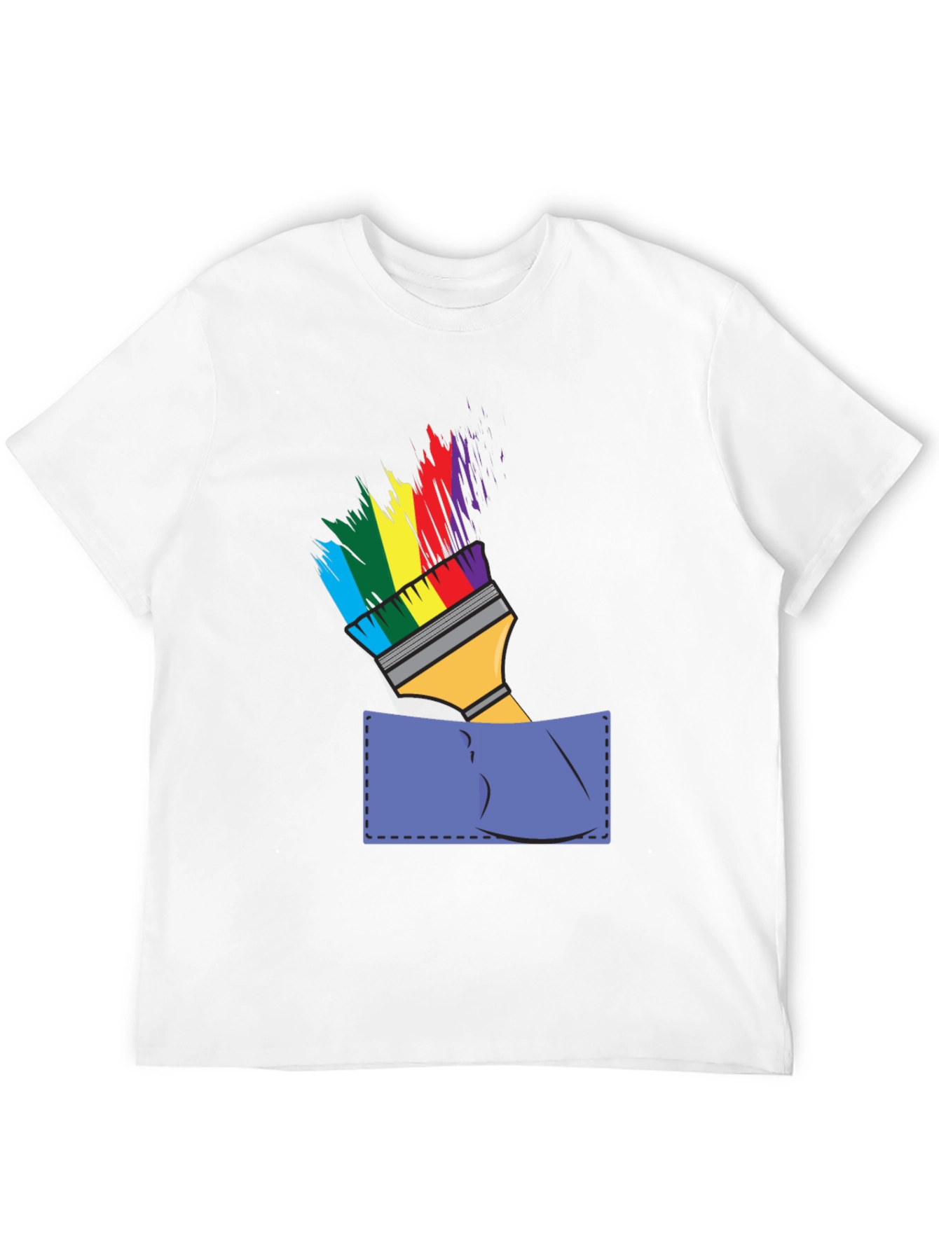 Rainbow Paintbrush Pocket Tee