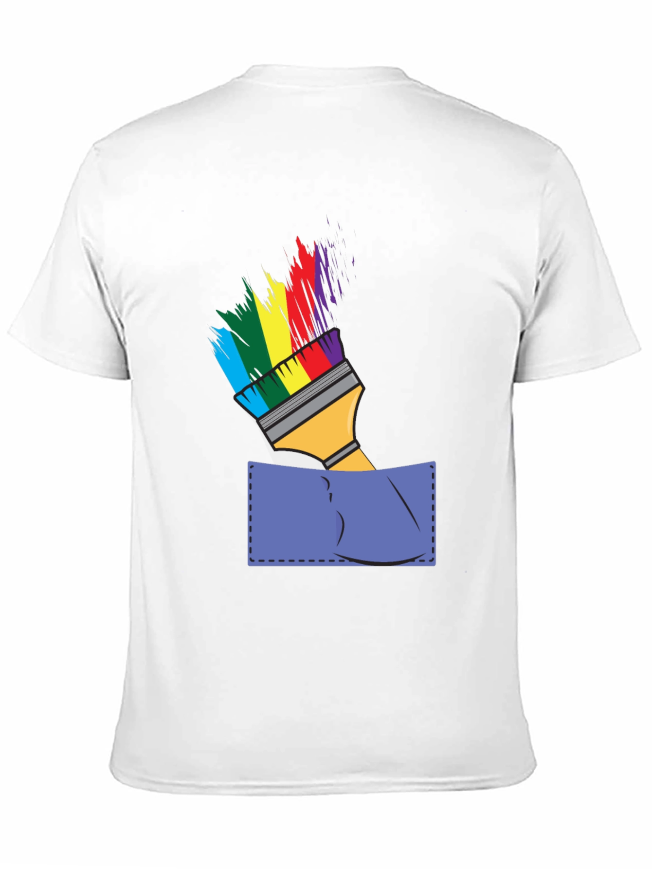 Rainbow Paintbrush Pocket Tee