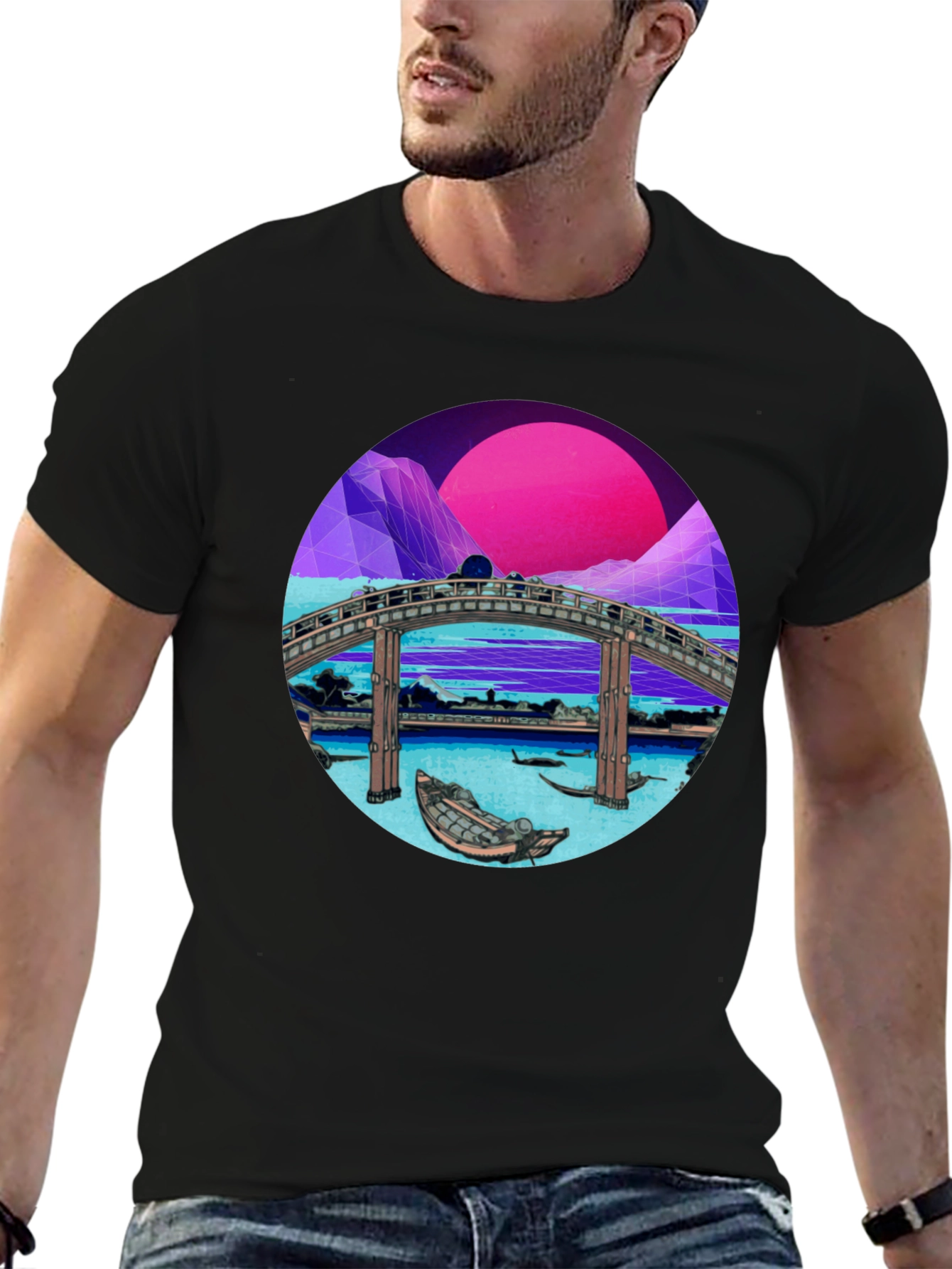 Retro Bridge Graphic Tee - Black T-Shirt