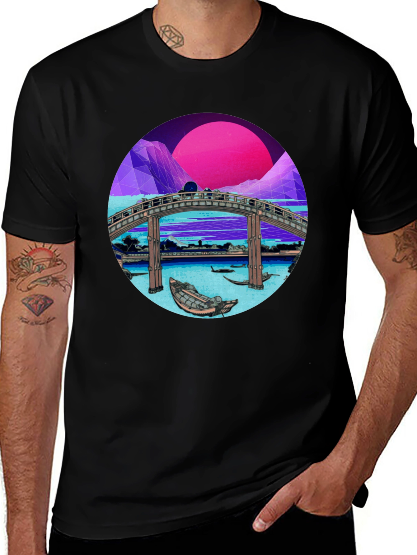 Retro Bridge Graphic Tee - Black T-Shirt