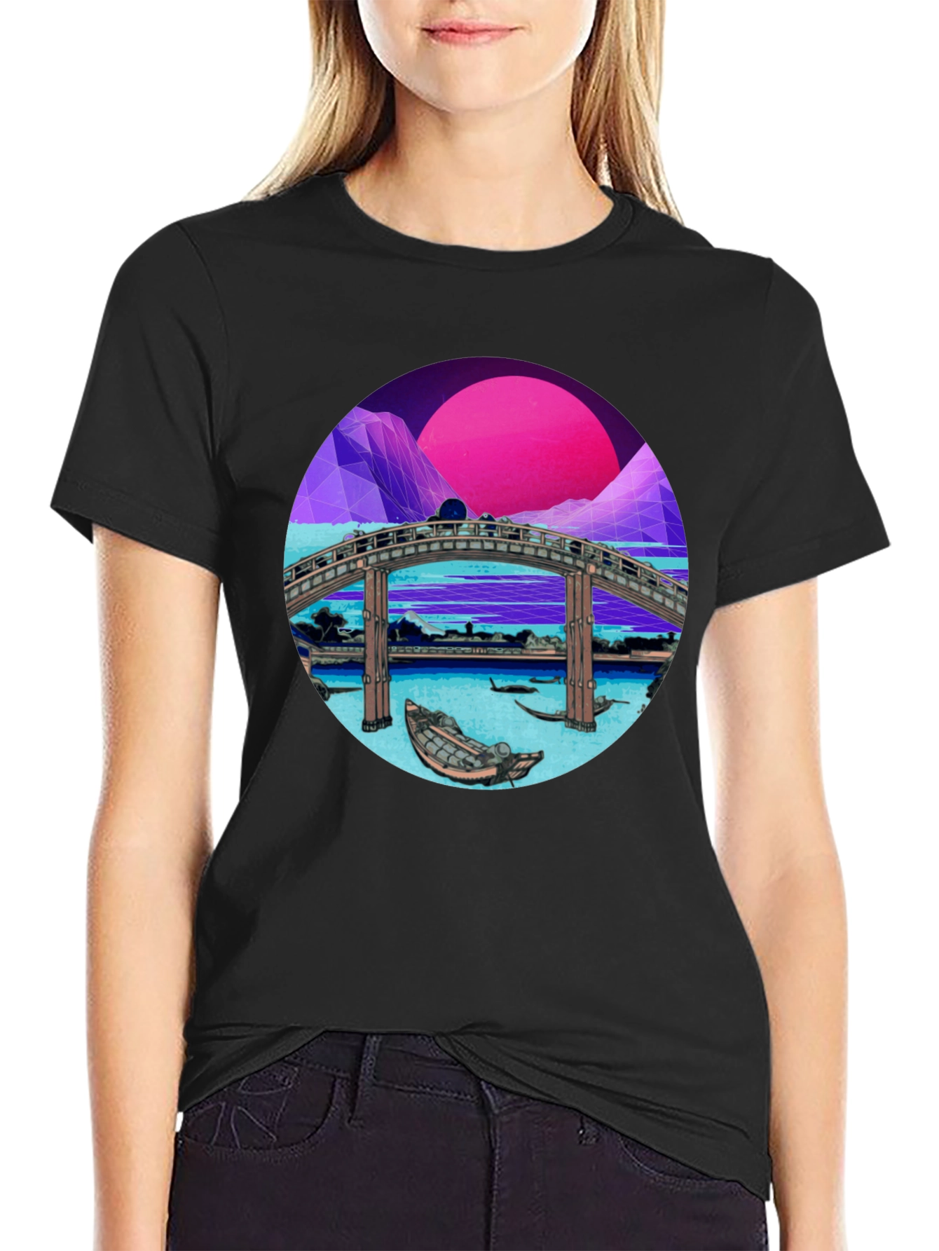 Retro Bridge Graphic Tee - Black T-Shirt