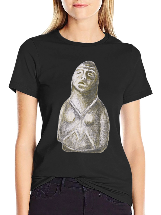 Ancient Statue Graphic Tee - Black Cotton Blend