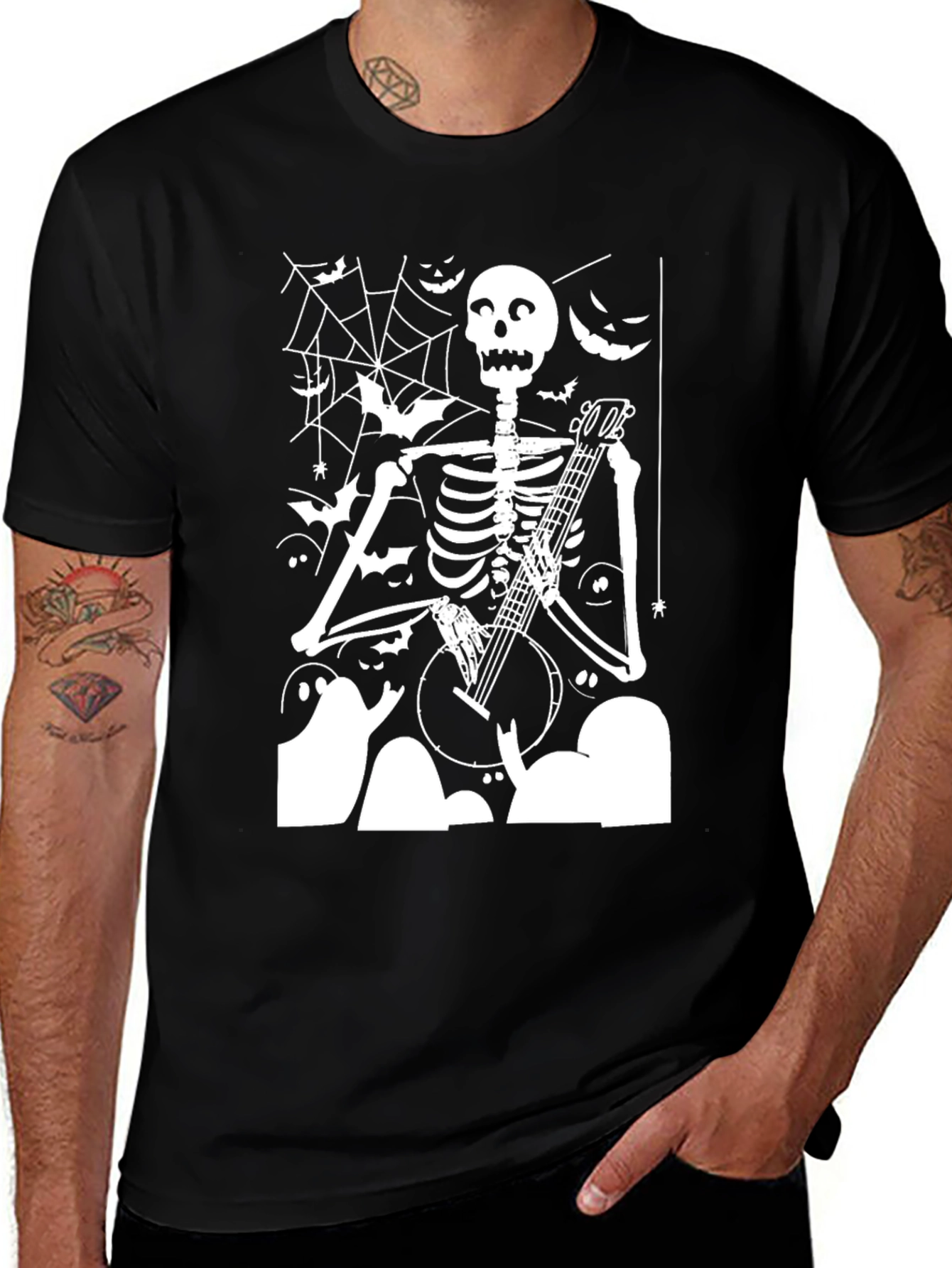 Skeleton Banjo T-Shirt - Halloween Graphic Tee