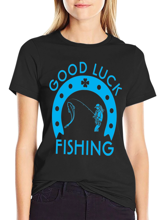 Good Luck Fishing Graphic Tee - Black