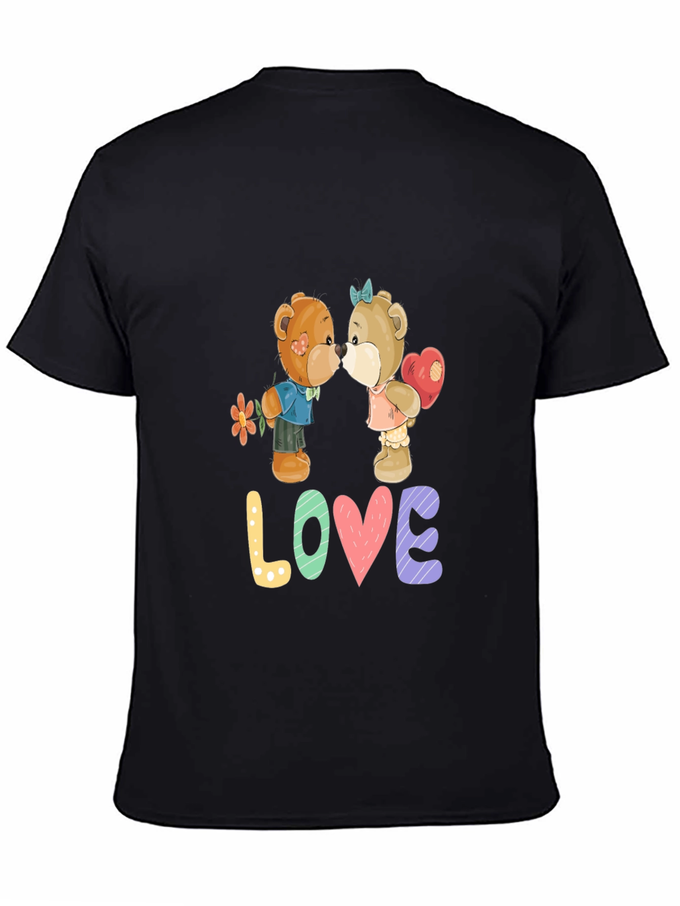 Love Teddy Bear Graphic T-Shirt - Black
