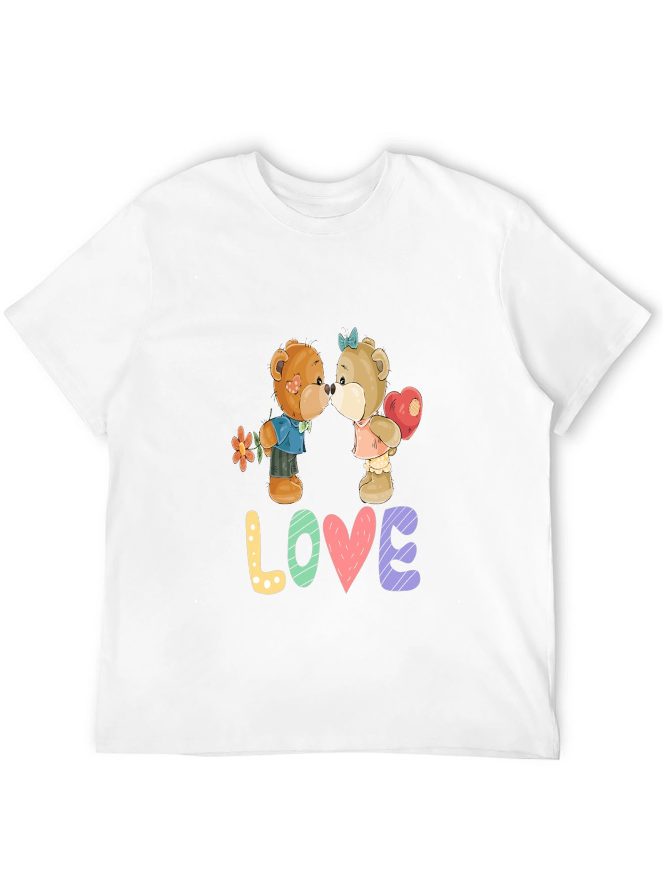 Love Teddy Bear Graphic T-Shirt - Black