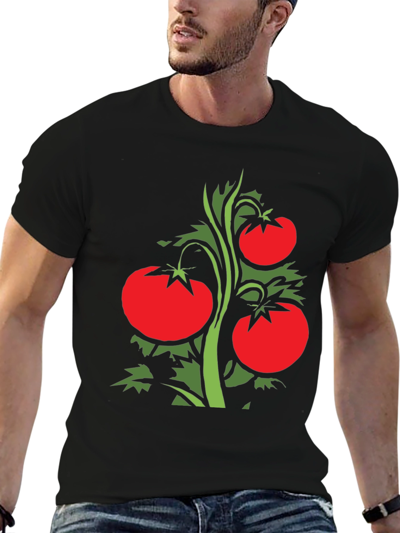 Tomato Plant Graphic T-Shirt - Black Classic Fit