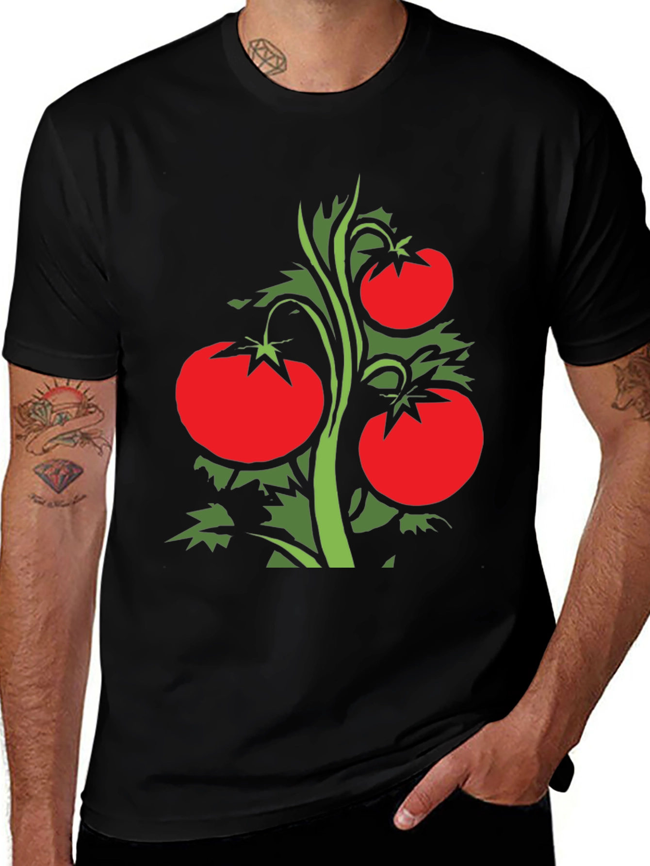 Tomato Plant Graphic T-Shirt - Black Classic Fit