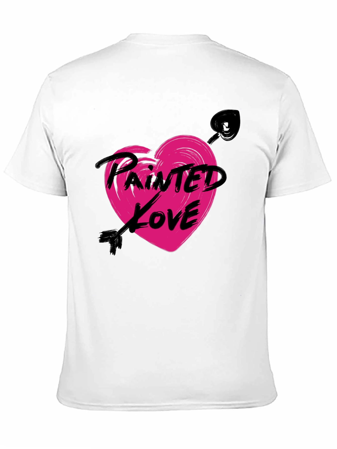 Painted Love Arrow Heart Black T-Shirt