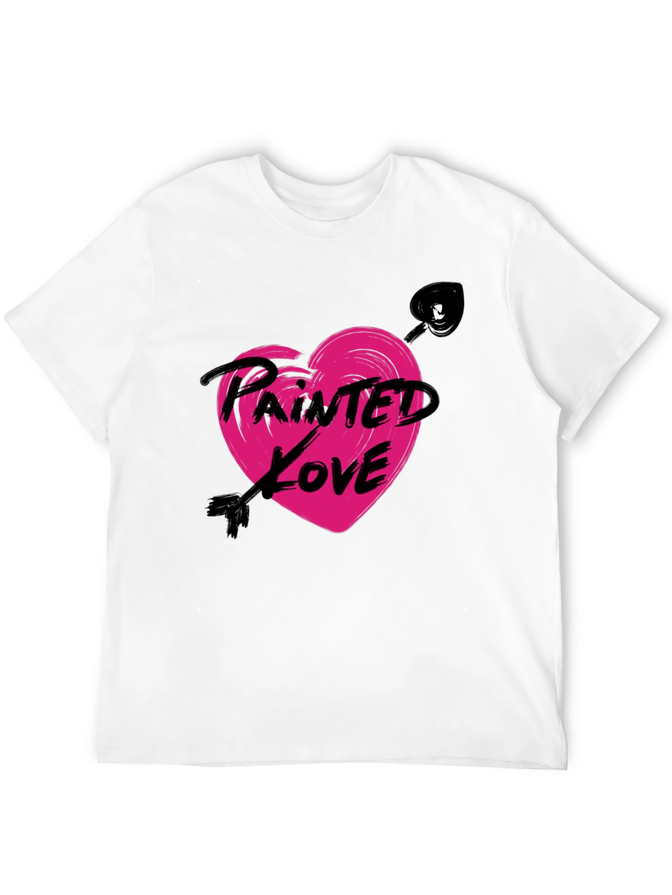 Painted Love Arrow Heart Black T-Shirt