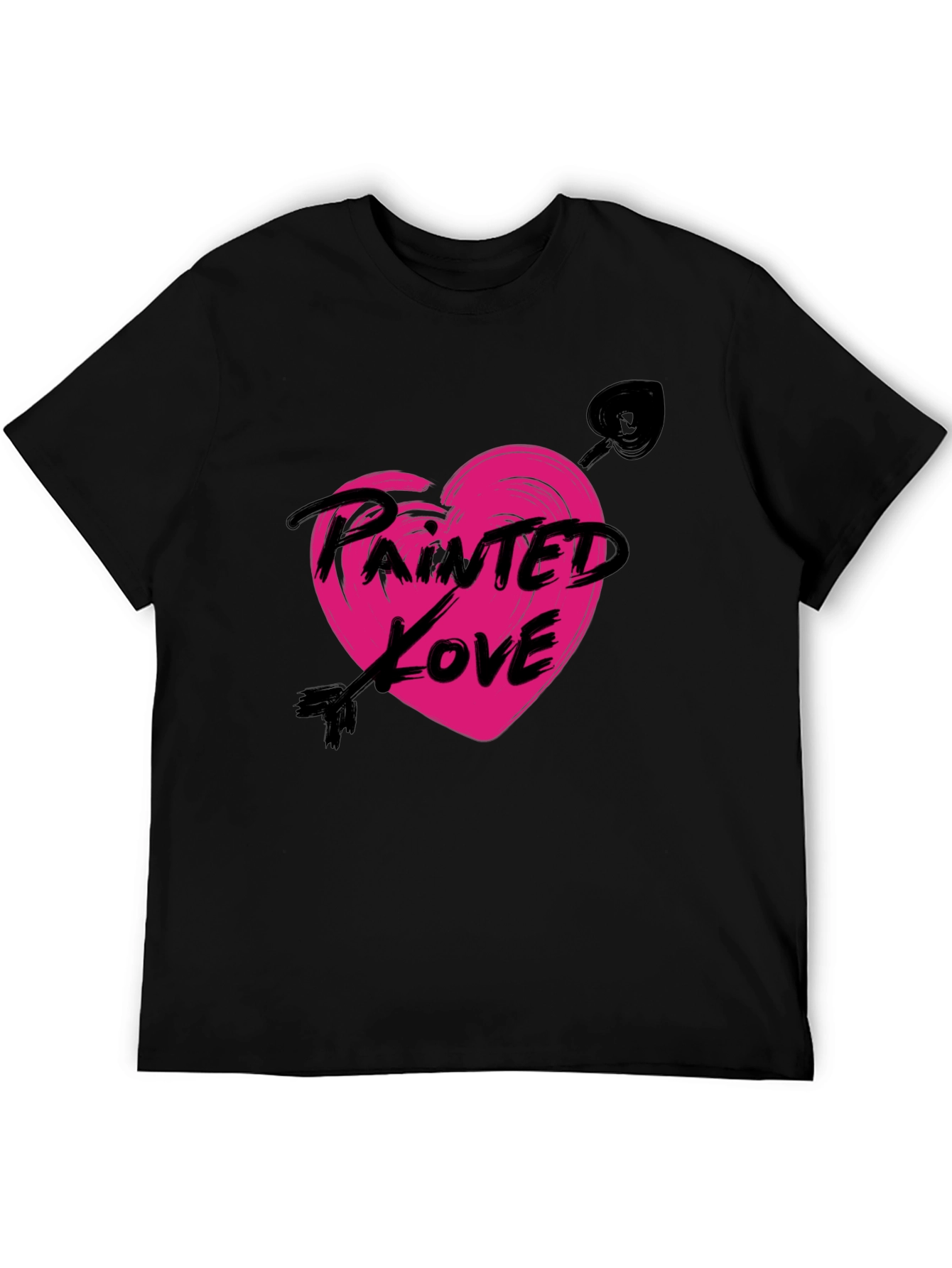 Painted Love Arrow Heart Black T-Shirt