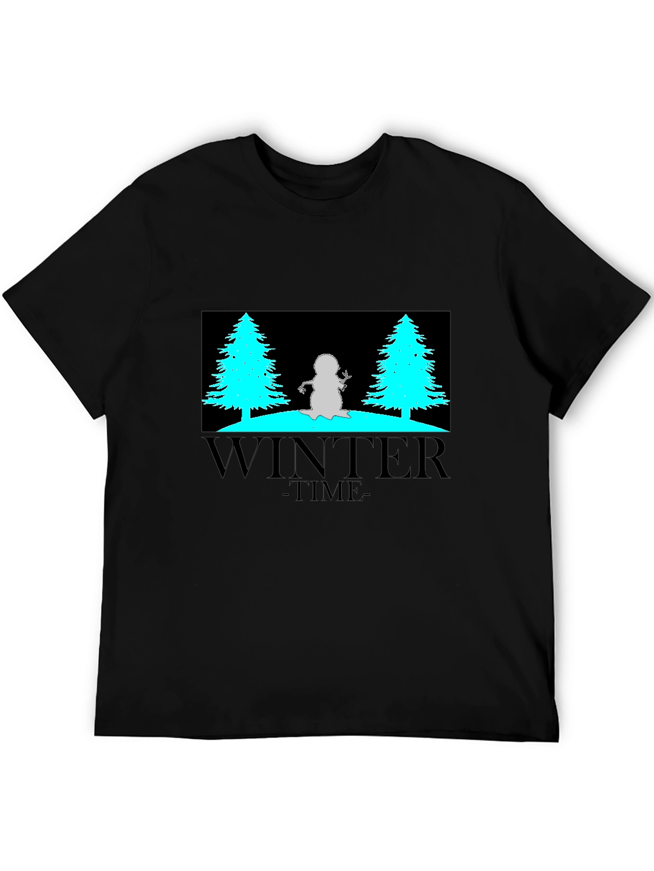 Winter Time Graphic Tee - Black Cotton Blend