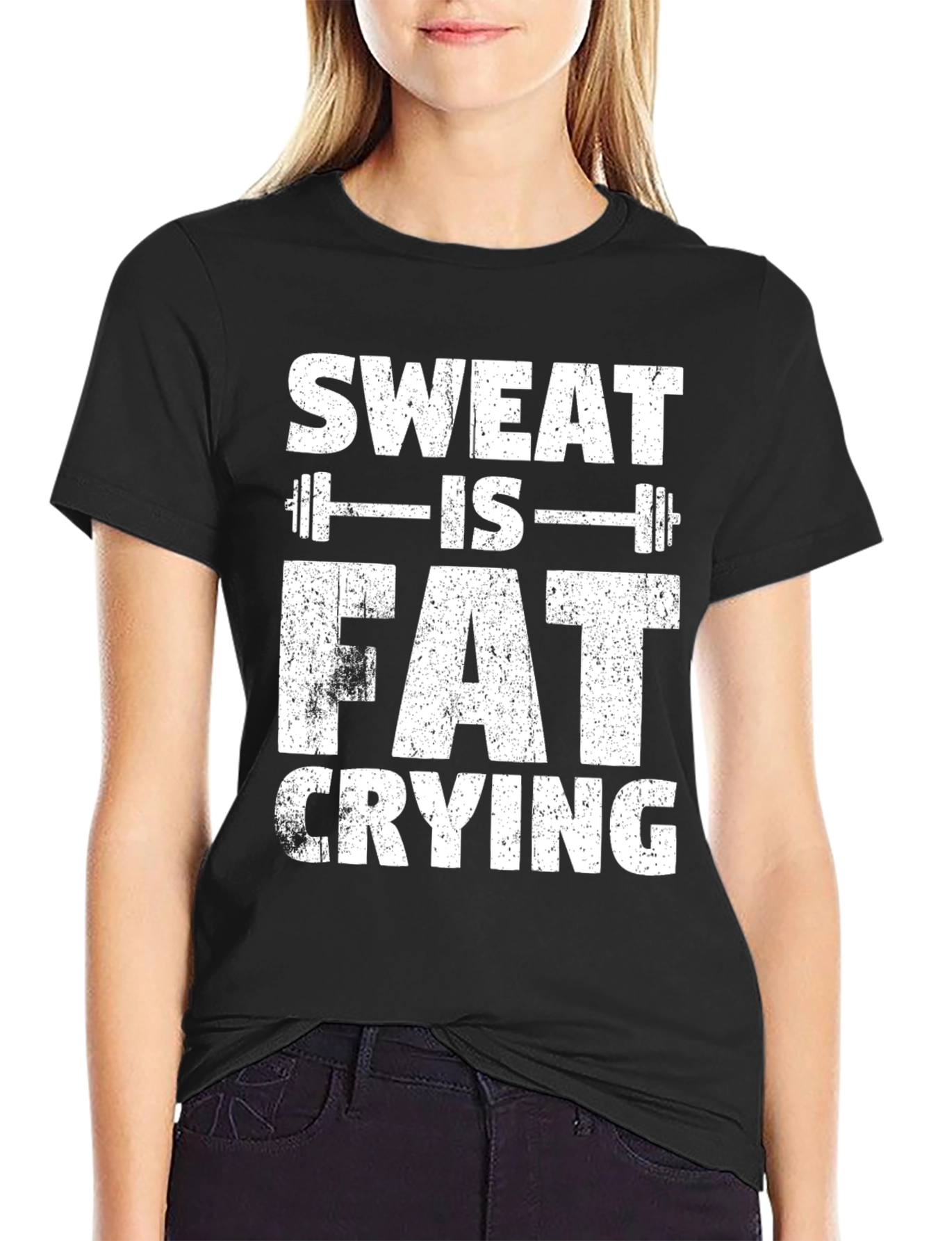 Sweat Is Fat Crying Gym Workout T-Shirt