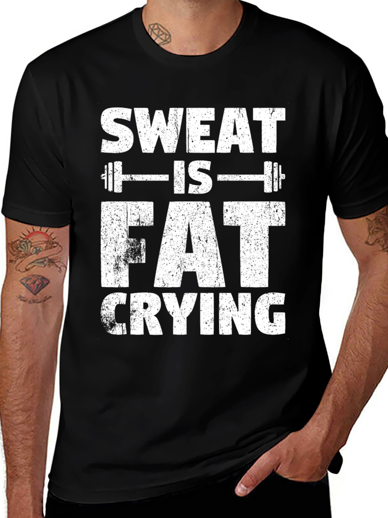 Sweat Is Fat Crying Gym Workout T-Shirt