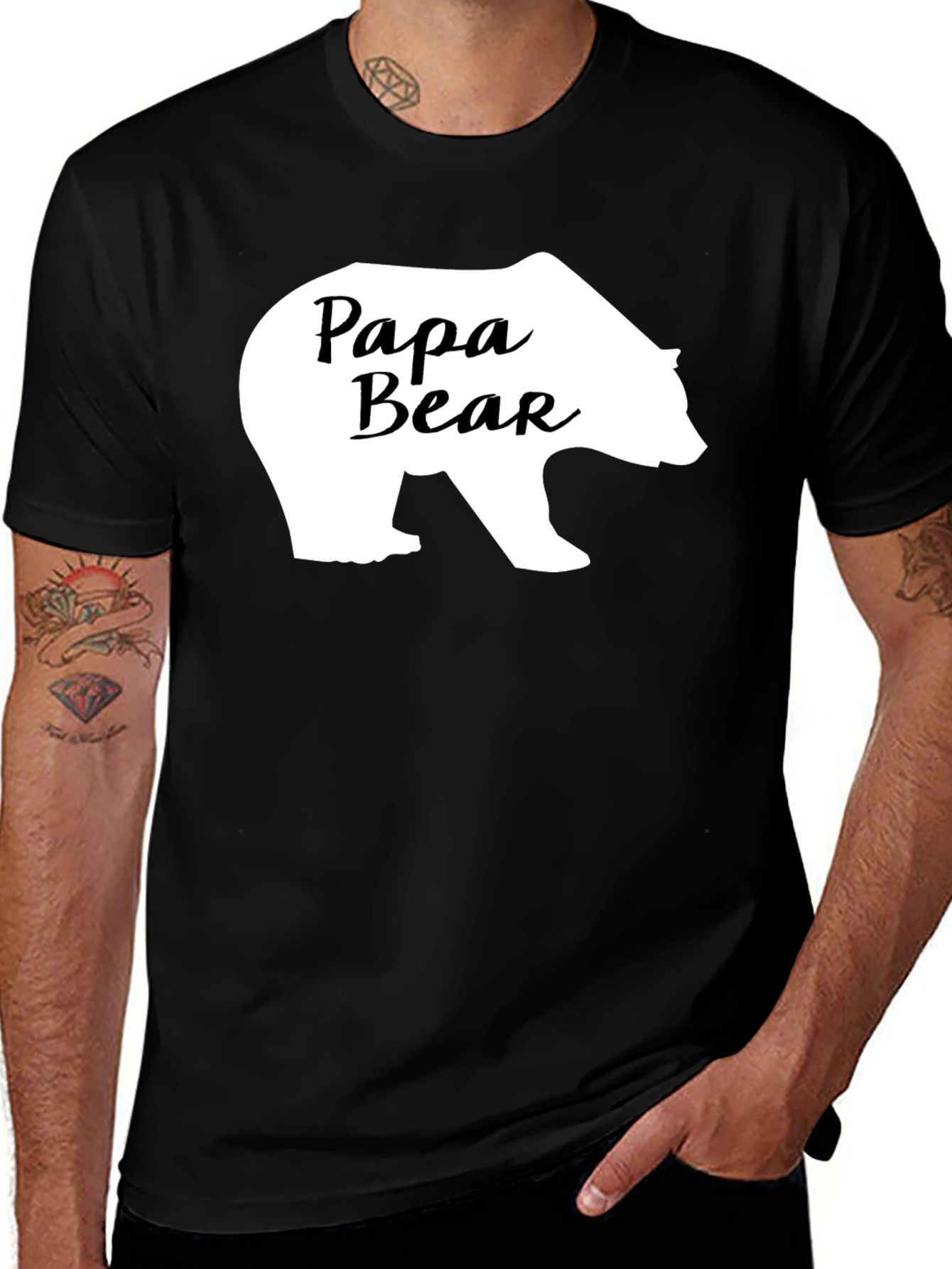 Papa Bear Graphic T-Shirt - Black