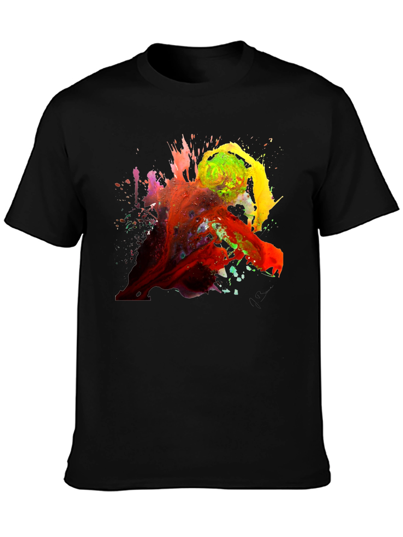 Abstract Paint Splatter Graphic Black T-Shirt