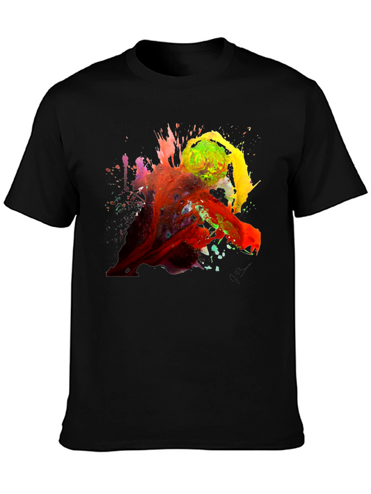 Abstract Paint Splatter Graphic Black T-Shirt