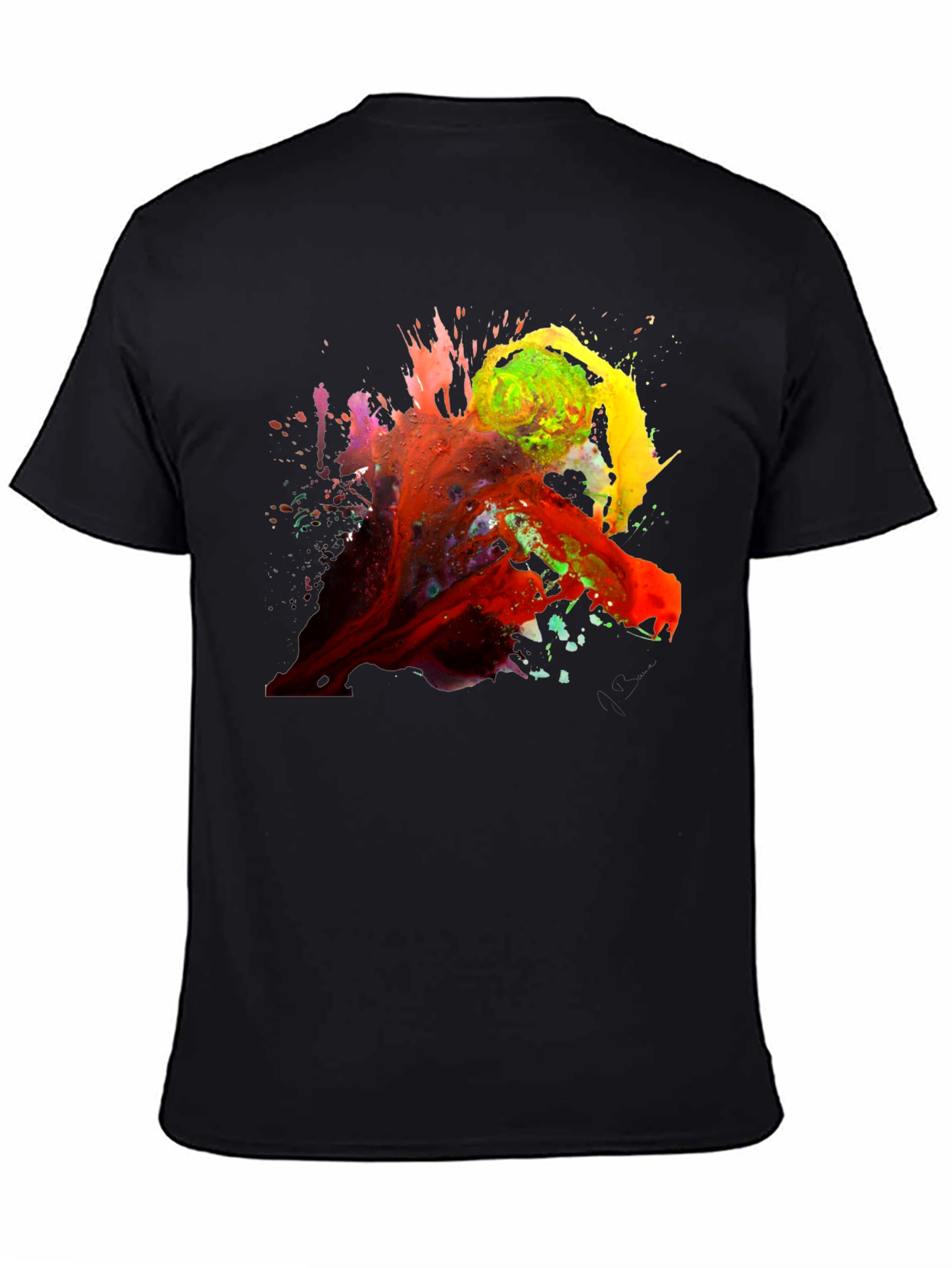 Abstract Paint Splatter Graphic Black T-Shirt