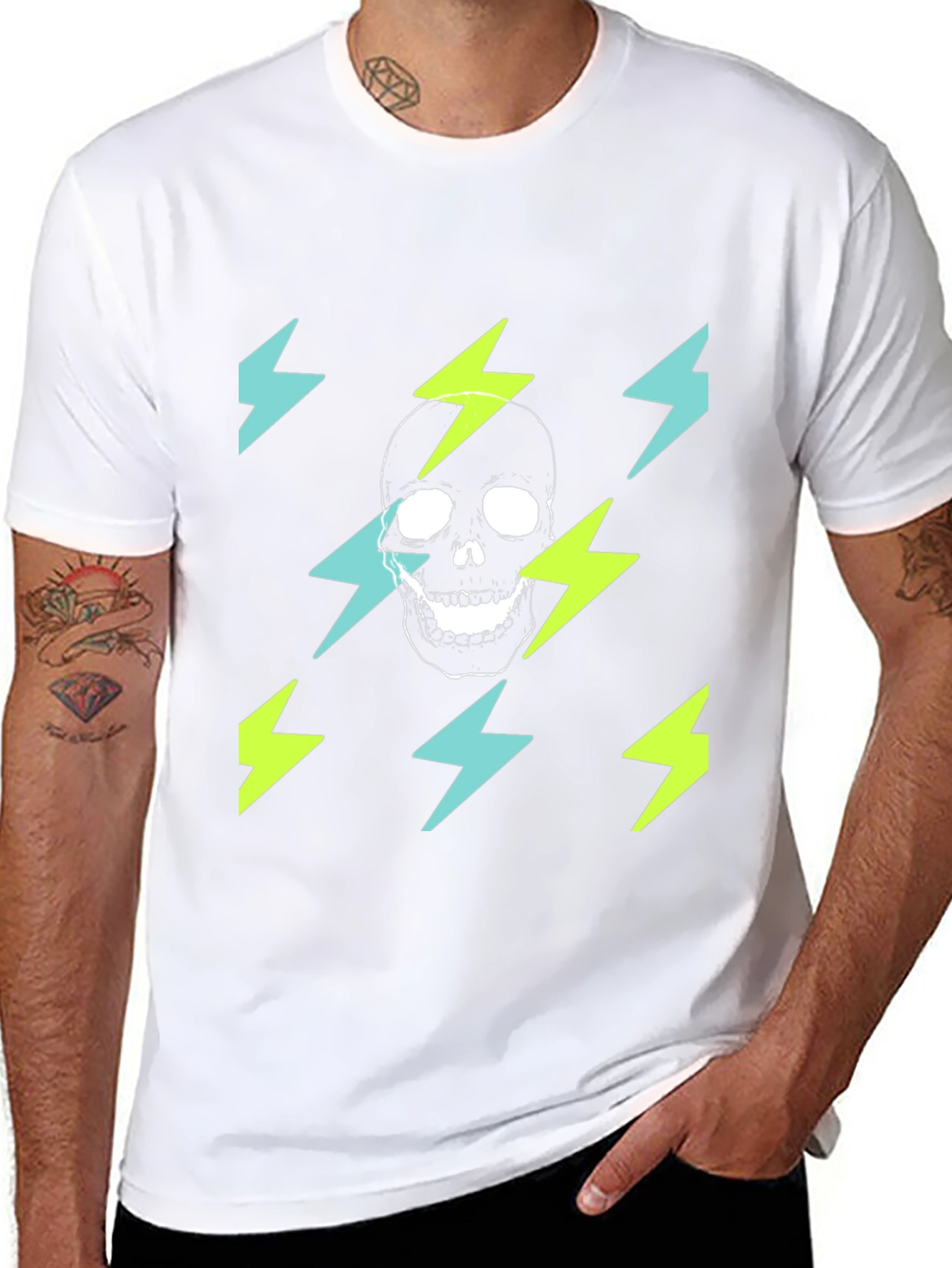 Skull Lightning Graphic T-Shirt